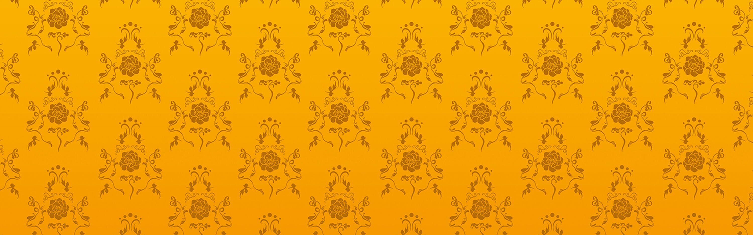 (1-tlg), Hartschaum Küchenrückwand Barock Premium Muster, Gelb wandmotiv24 in Nischenrückwand Größen versch.