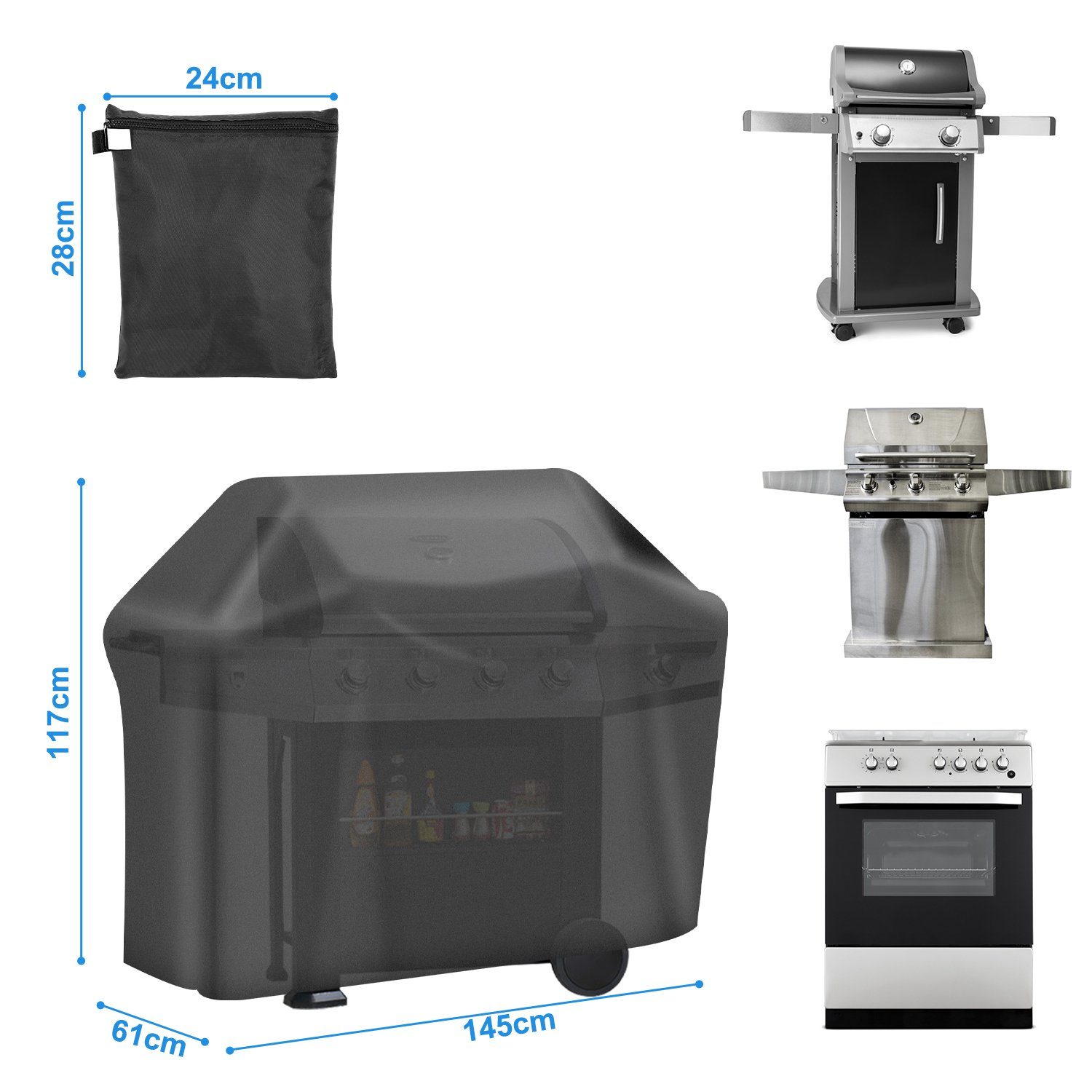 Clanmacy Grill-Schutzhülle Grillabdeckhaube Grillabdeckung Schutzhülle Wasserdicht UV-Schutz