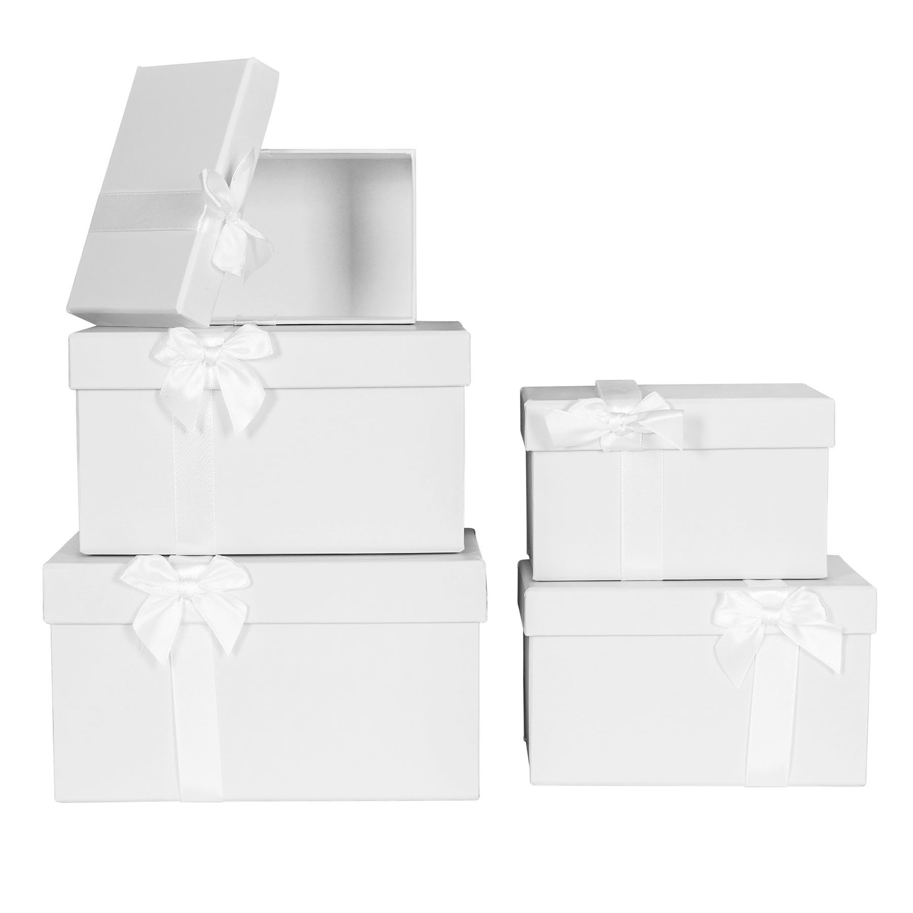 Levandeo® Geschenkbox, Geschenkbox 5er Set mit Deckel Weiß Schachtel Aufbewahrung Box