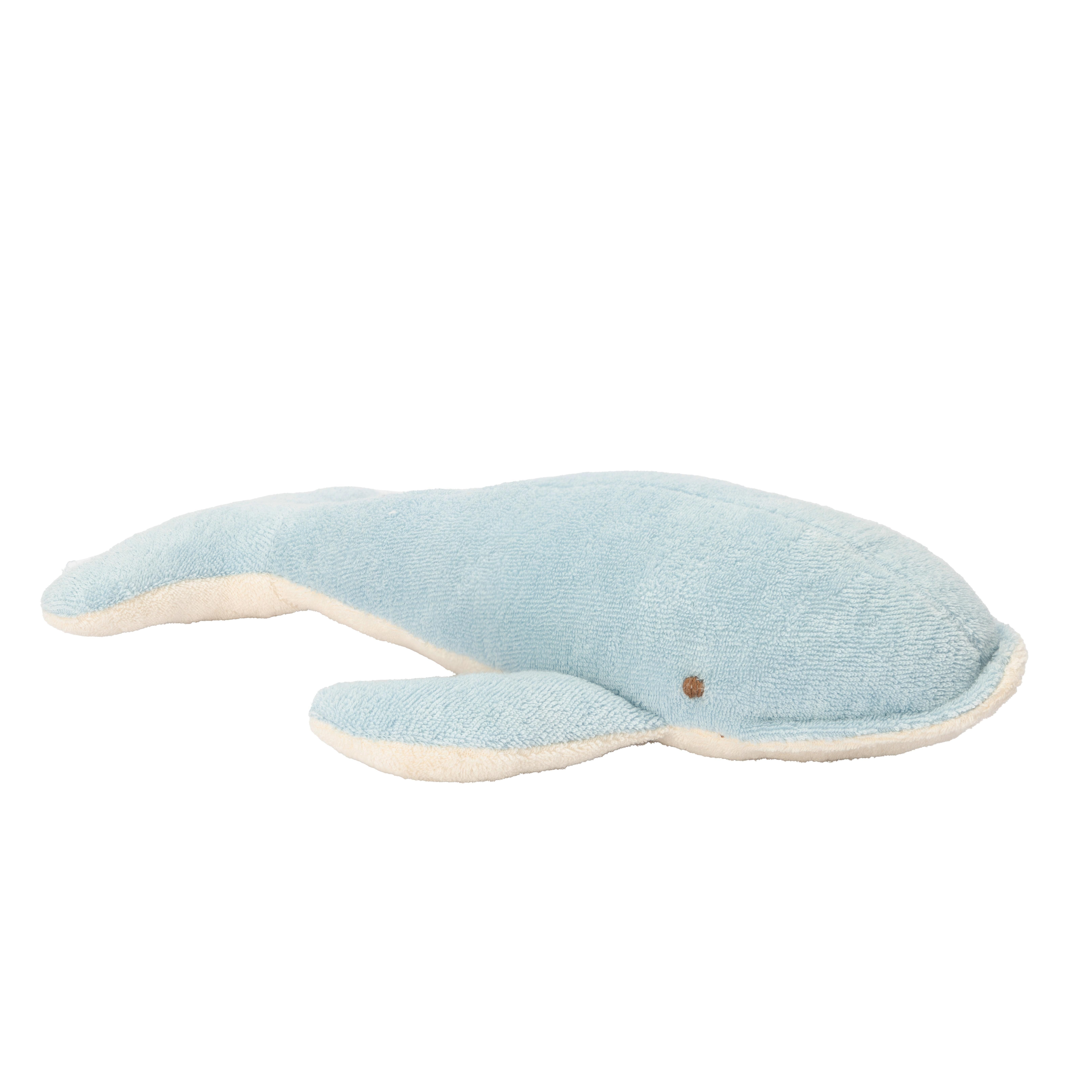 El Puente Kuscheltier Stofftier "Wal" aus Bio-Baumwolle in Hellblau-Weiß, Handmade, Fair Trade