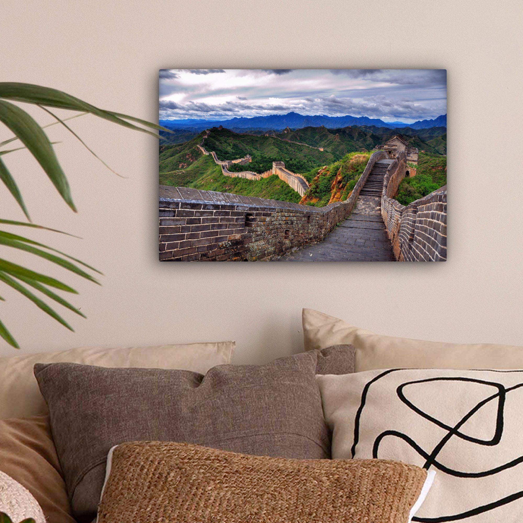 auf Leinwandbilder, Aufhängefertig, Leinwandbild cm (1 St), 30x20 Wanddeko, Wandbild Blick die Chinesische OneMillionCanvasses® Mauer,