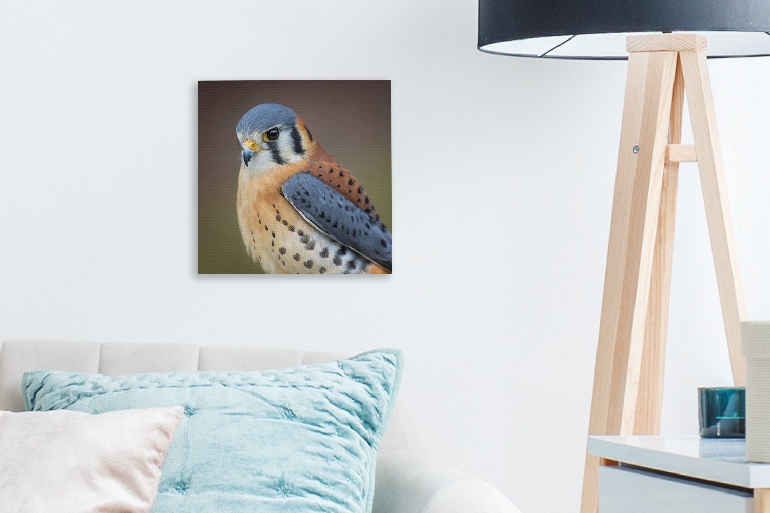 für Leinwandbild St), OneMillionCanvasses® (1 Makro - Leinwand - Bilder Wohnzimmer Blau, Schlafzimmer Vogel bunt