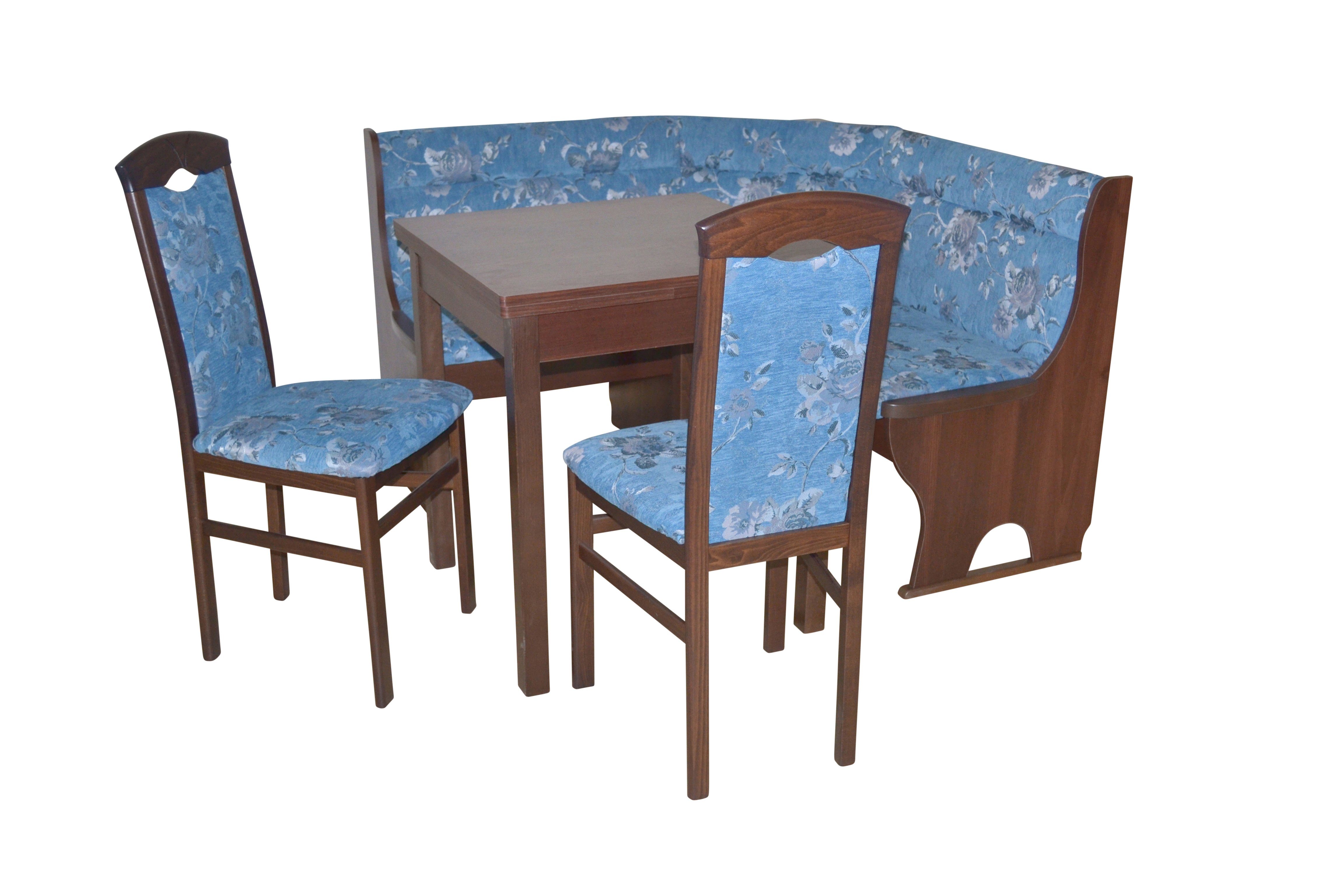 hochwertiger moebel-direkt-online Eckbankgruppe Sitzflächen 4tlg.-Set), Anja II, (Spar-Set, mit ausgestattet blau Gasdruckfeder