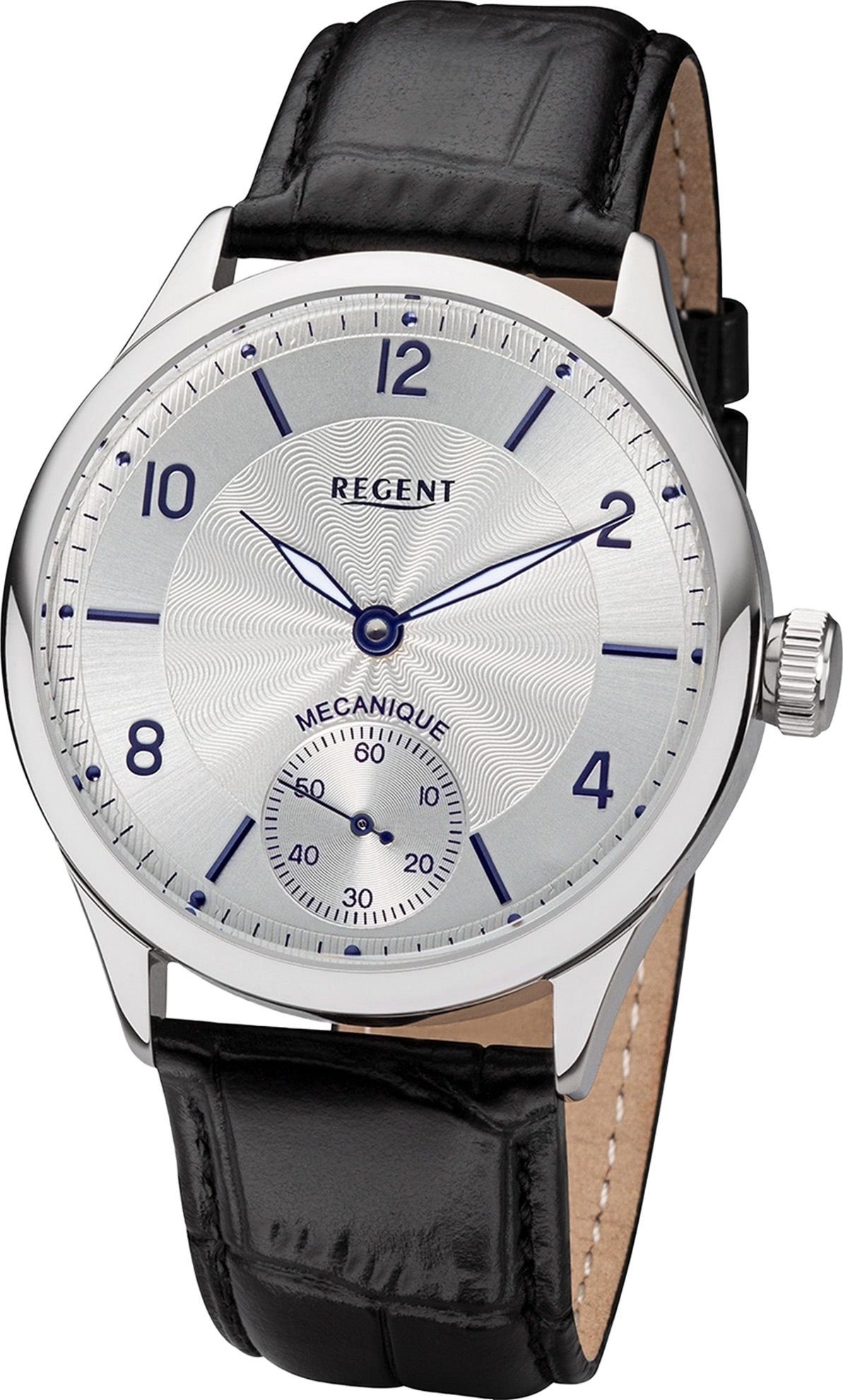 Armbanduhr Regent Regent Herren Armbanduhr Analoganzeige, 42,5mm), Quarzuhr Lederbandarmband rund, Herren groß (ca.