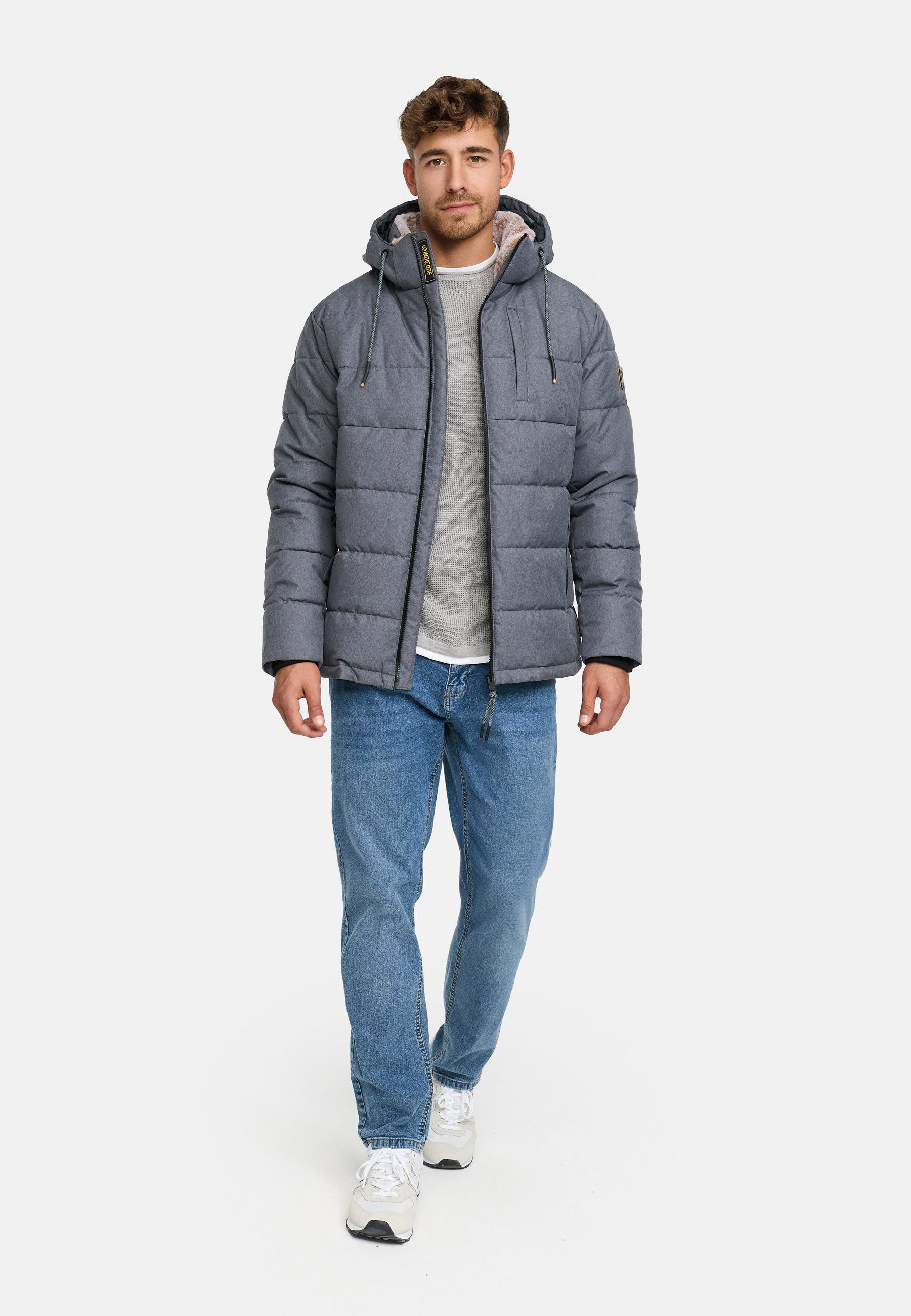 Indicode Winterjacke Herren INHebero Jacke Winter Herrenjacke Wattierte Steppjacke mit Kapuze und Reißverschluss
