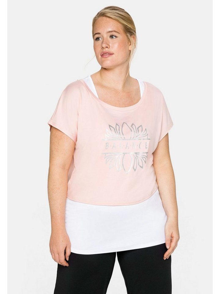Sheego Funktionsshirt Große Größen atmungsaktiv, Shirt mit Frontdruck und  überschnittener Schulter