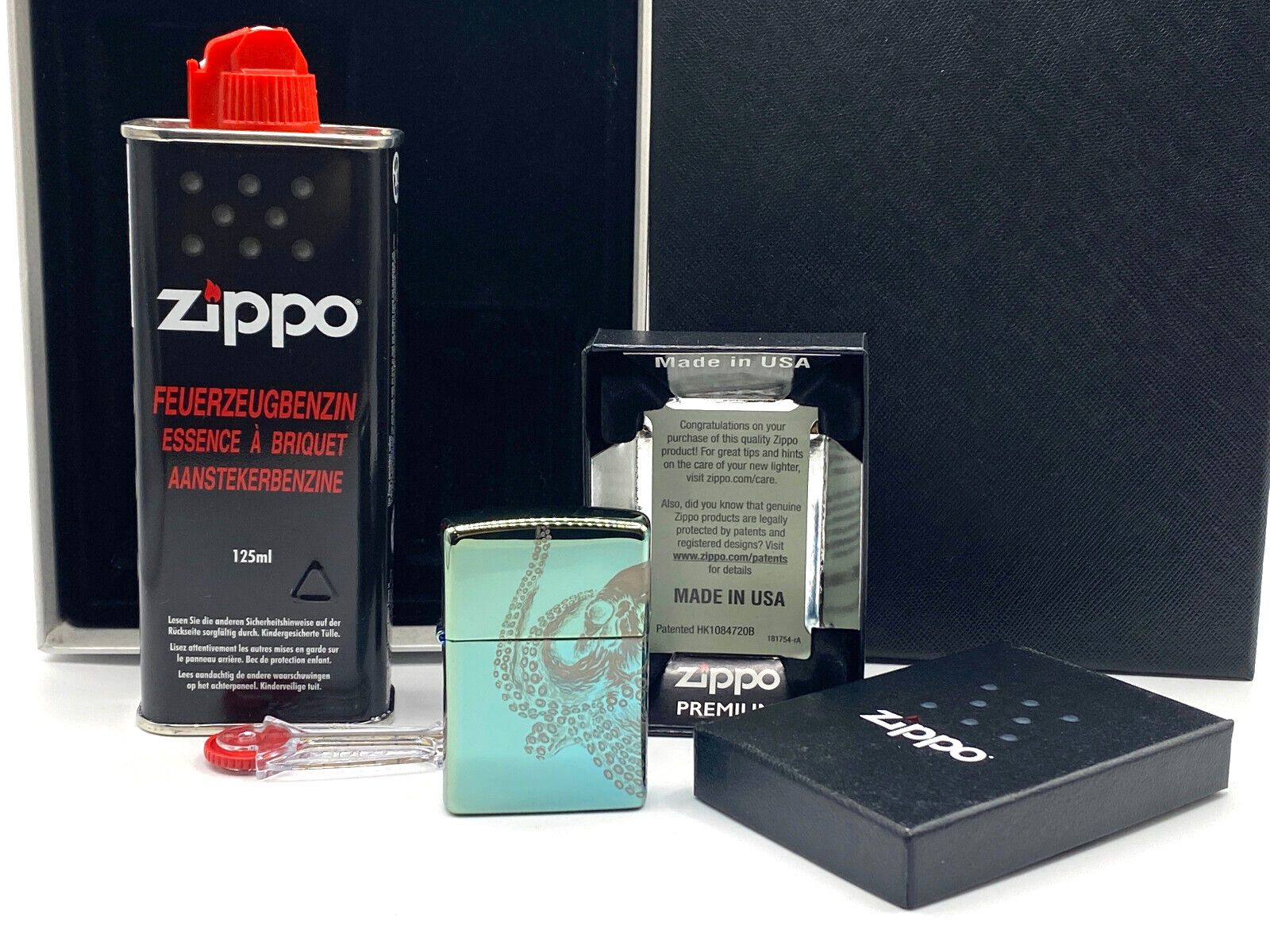 Zippo Feuerzeuge 360° Chameleon Octopus Skull Design Laser - Geschenk Set