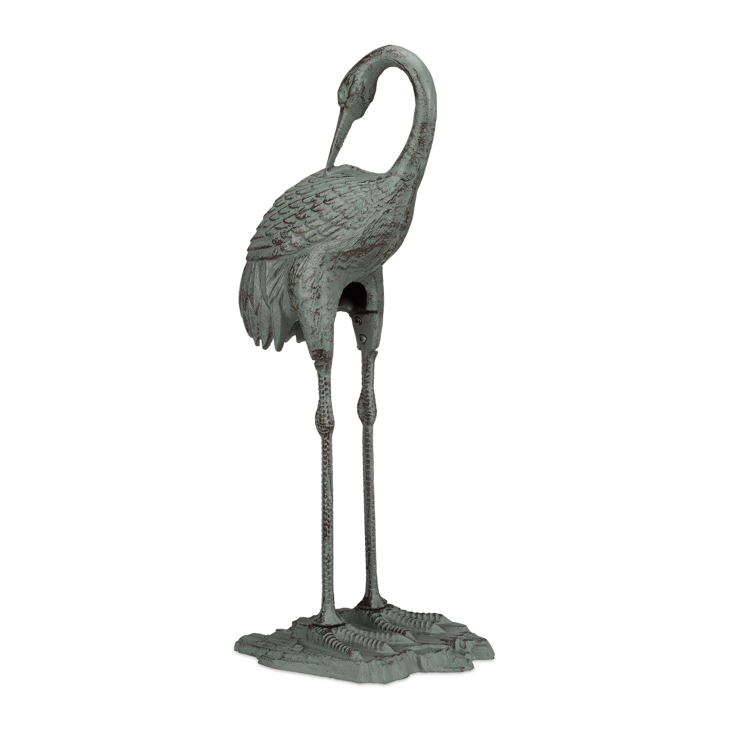 Gartenfigur Dekofigur Kranich Gusseisen