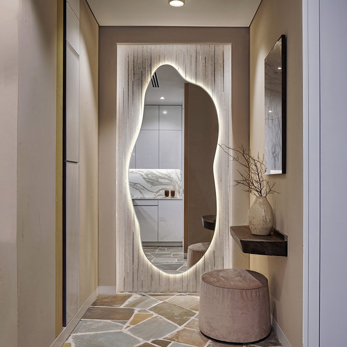 Tulup LED-Lichtspiegel Hochwertiger Neutraler LED-Dekorationsspiegel für Modernes Make-up