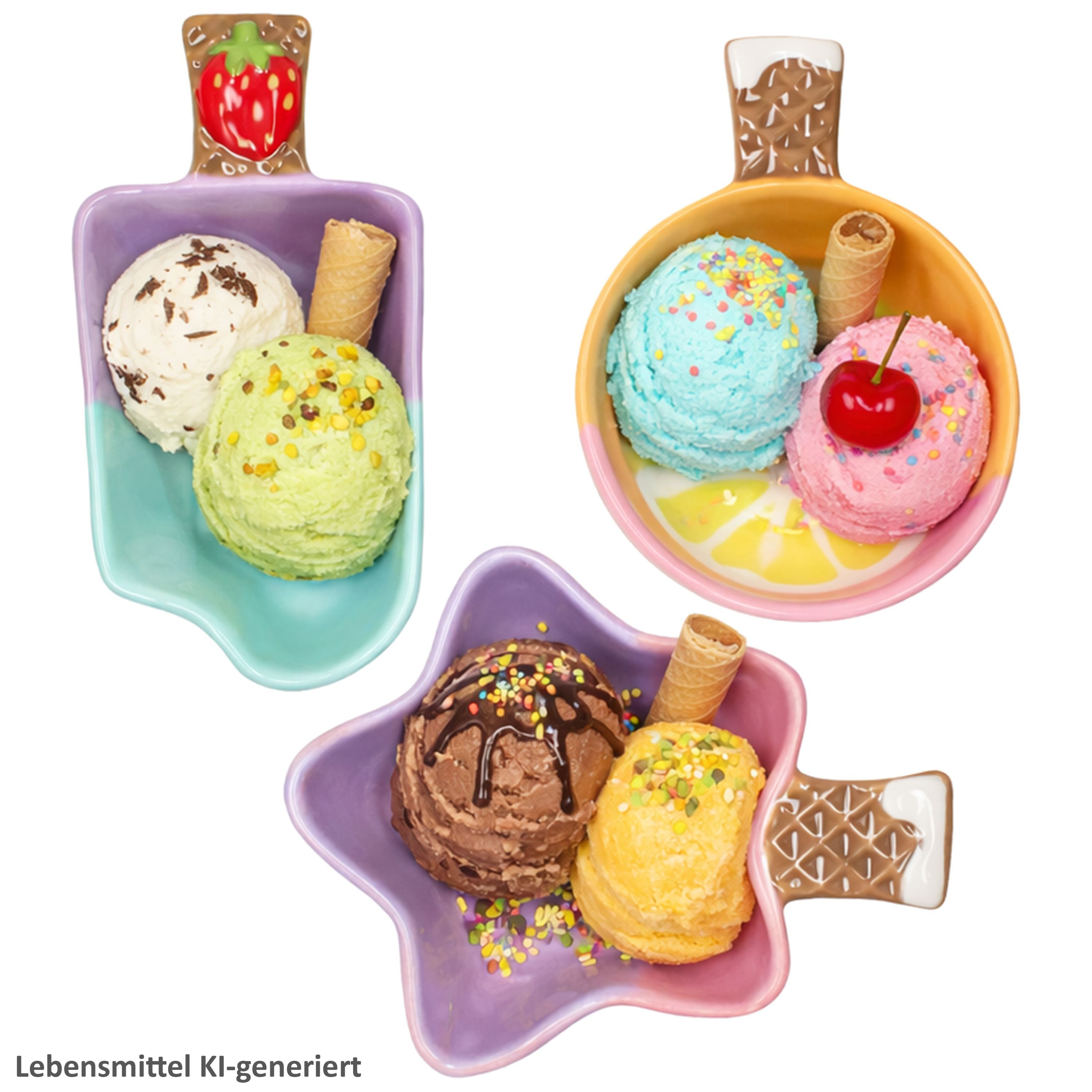 MamboCat Dessertschale MamboCat 3er Set Eisschalen Komet 150ml Stern Orange Stieleis Dessert, Keramik