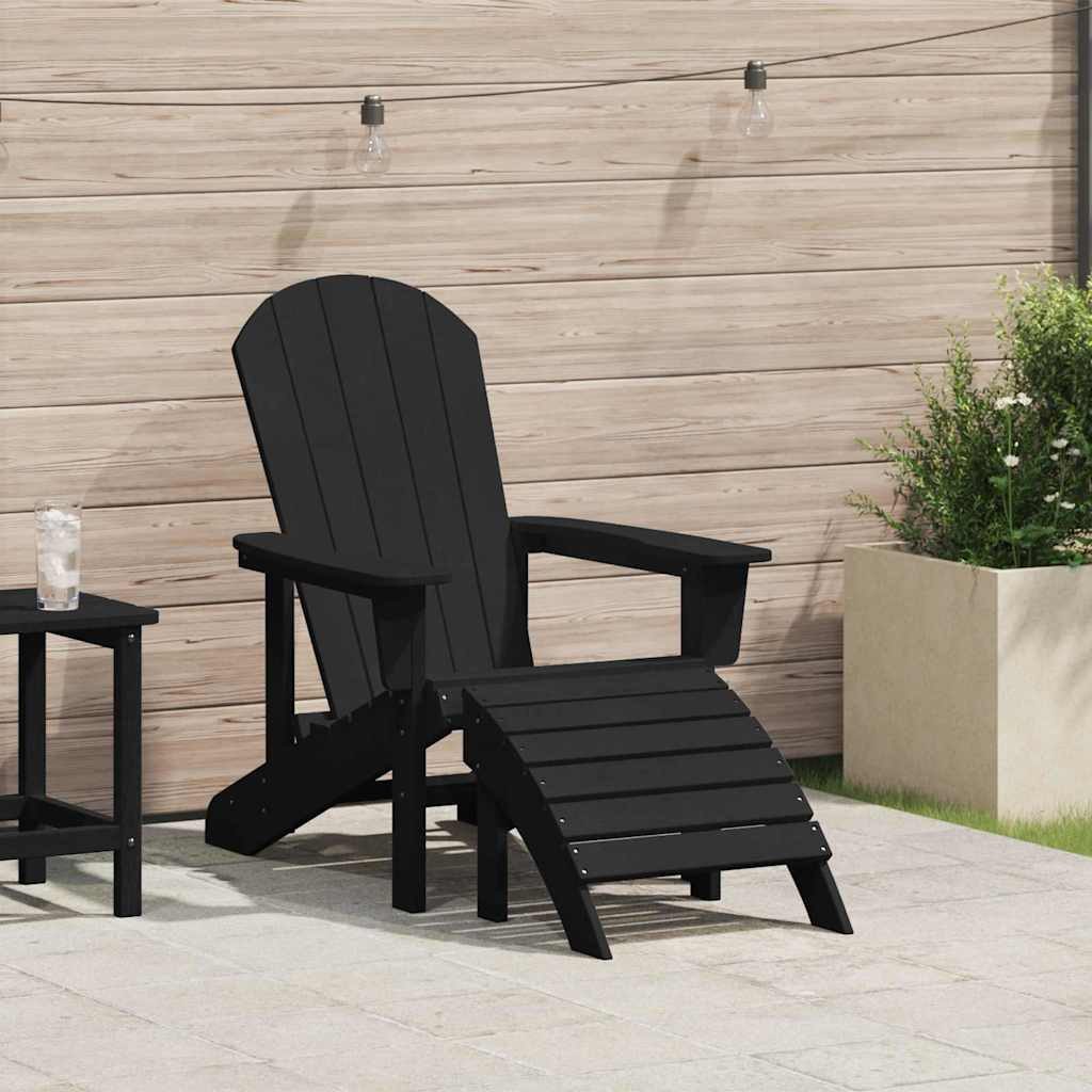 vidaXL Gartenstuhl Adirondack-Stuhl Schwarz HDPE (1 St)