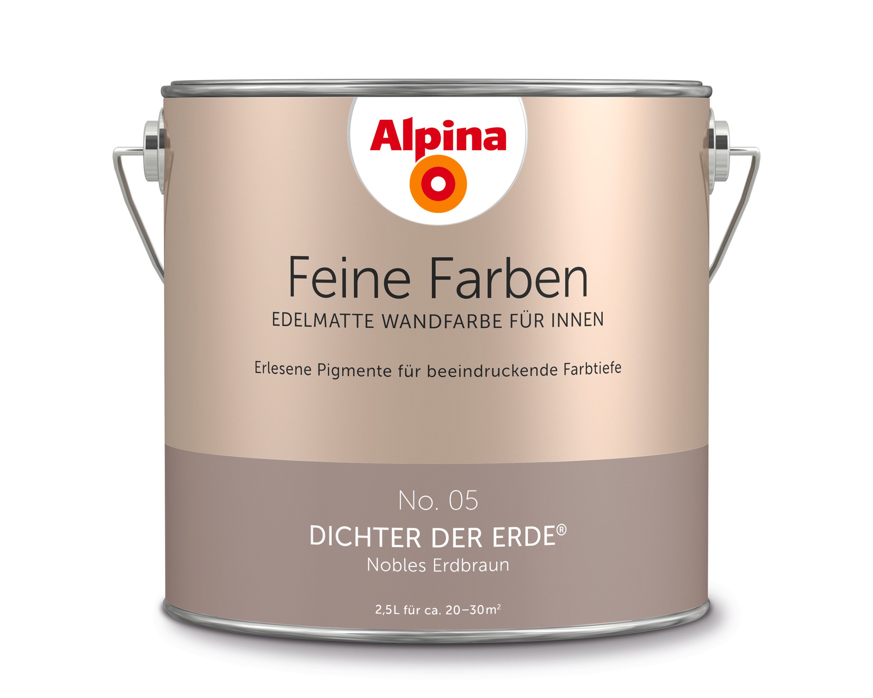 Wandfarbe Alpina Feine Farben edelmatt 2,5 Liter - Farbfamilie Taupe