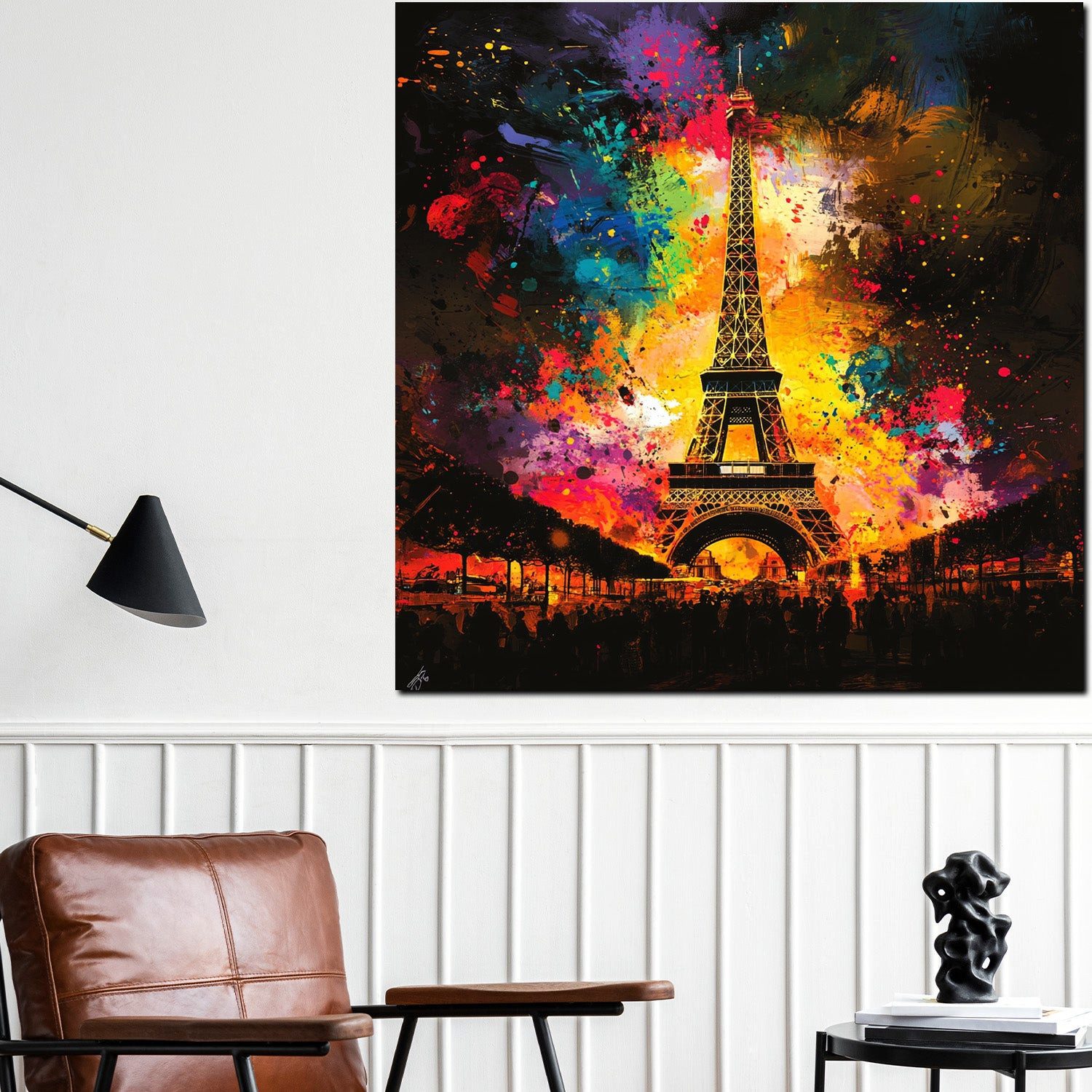 Artedinoi Leinwandbild Abstrakt Paris Eiffelturm Pop Art farbenfroh Leinwandbild Wandbild XL, Paris mit Eiffelturm, bunt
