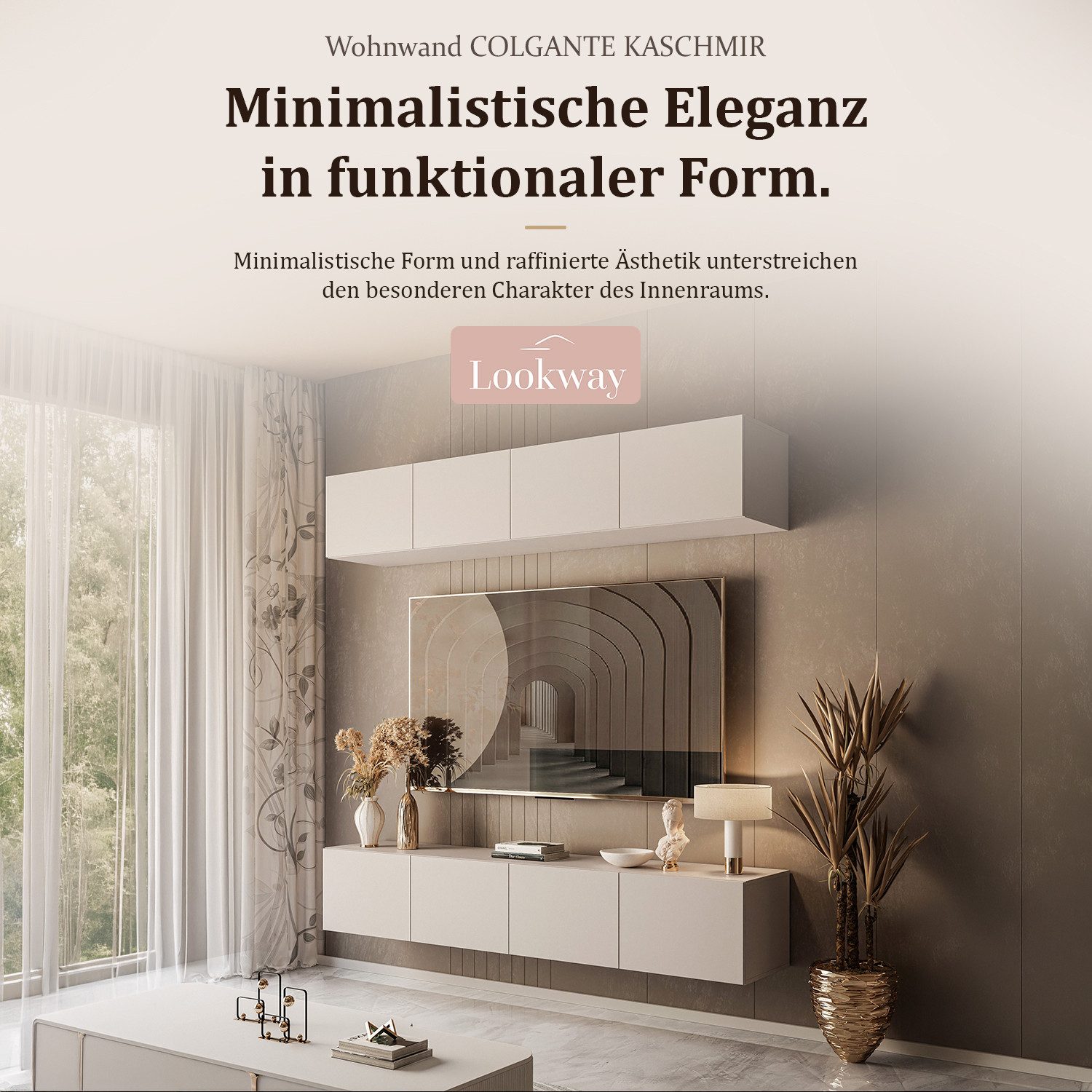 Lookway Wohnwand COLGANTE KASCHMIR mit LED, (4x TV-Schrank), Fronten in Matt, Breite: 200 cm – Bild 2 von 5