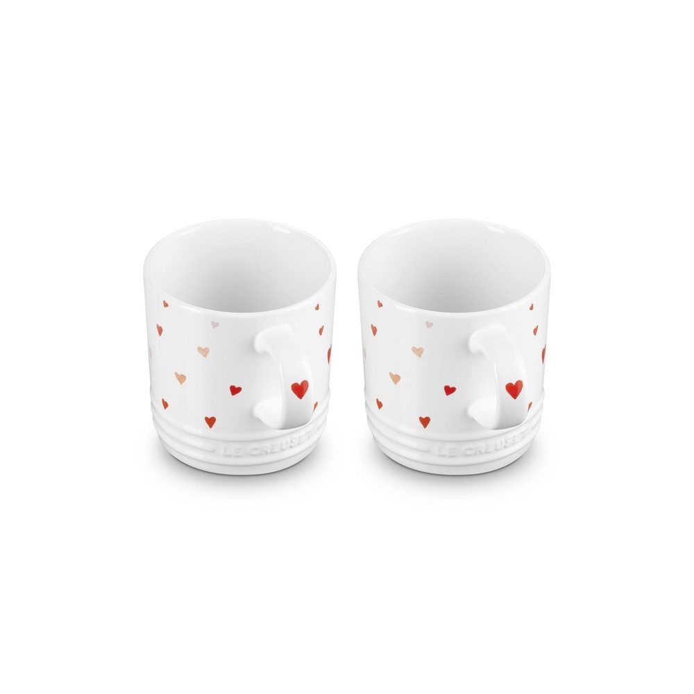 LE CREUSET Becher LeCreuset 2er-Set Becher Hearts aus Steinzeug 350ml, Porzellan