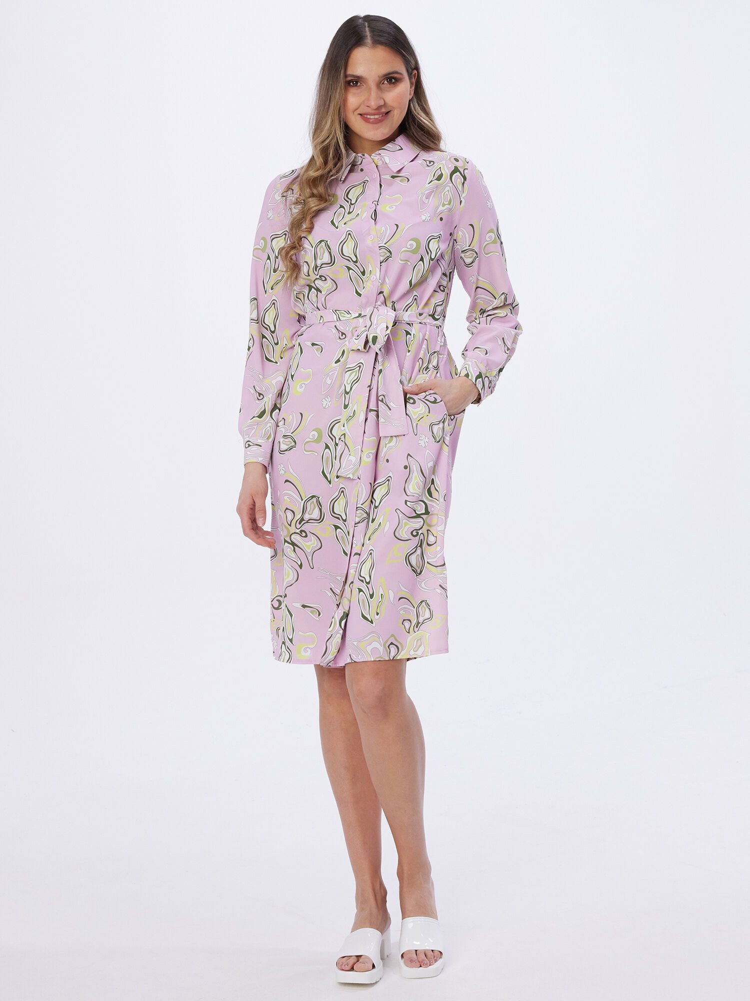 MIALUSSO Shirtkleid Hemdblusenkleid mit abstraktem Muster