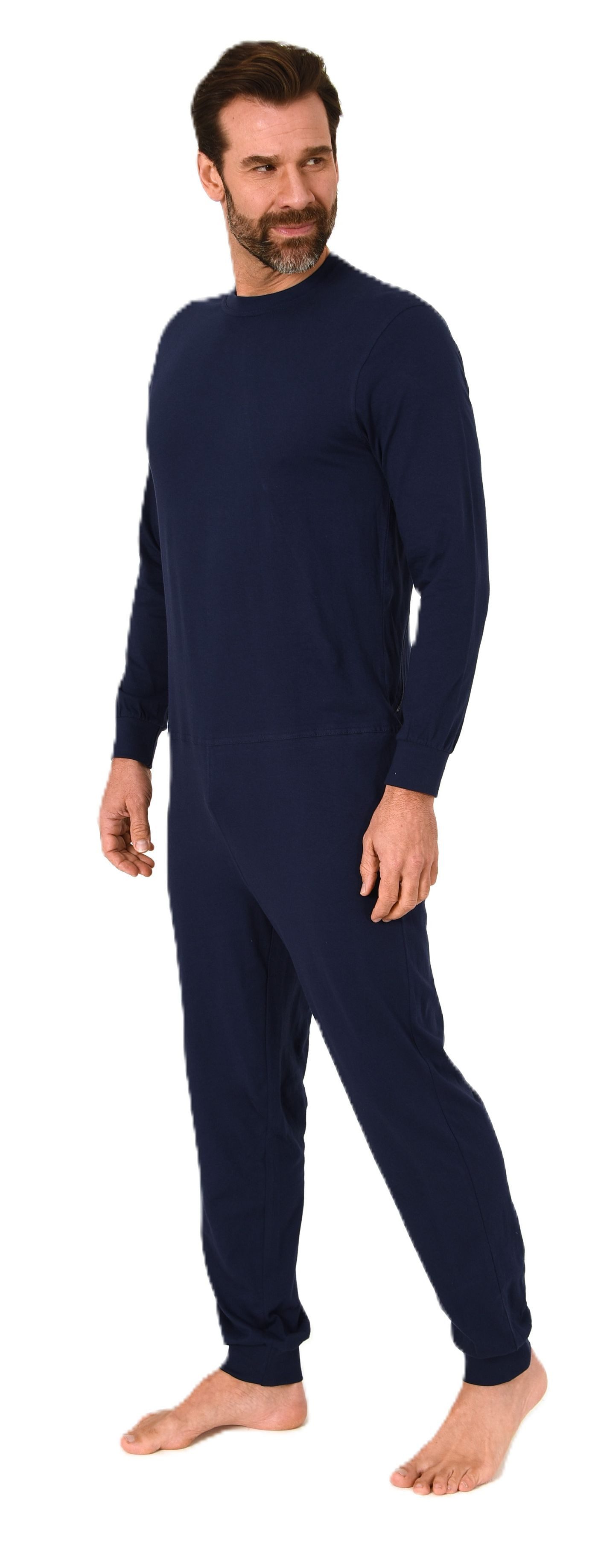 Normann Care Pyjama Herren Pflegeoverall langarm Einteiler mit Reißverschlu günstig online kaufen