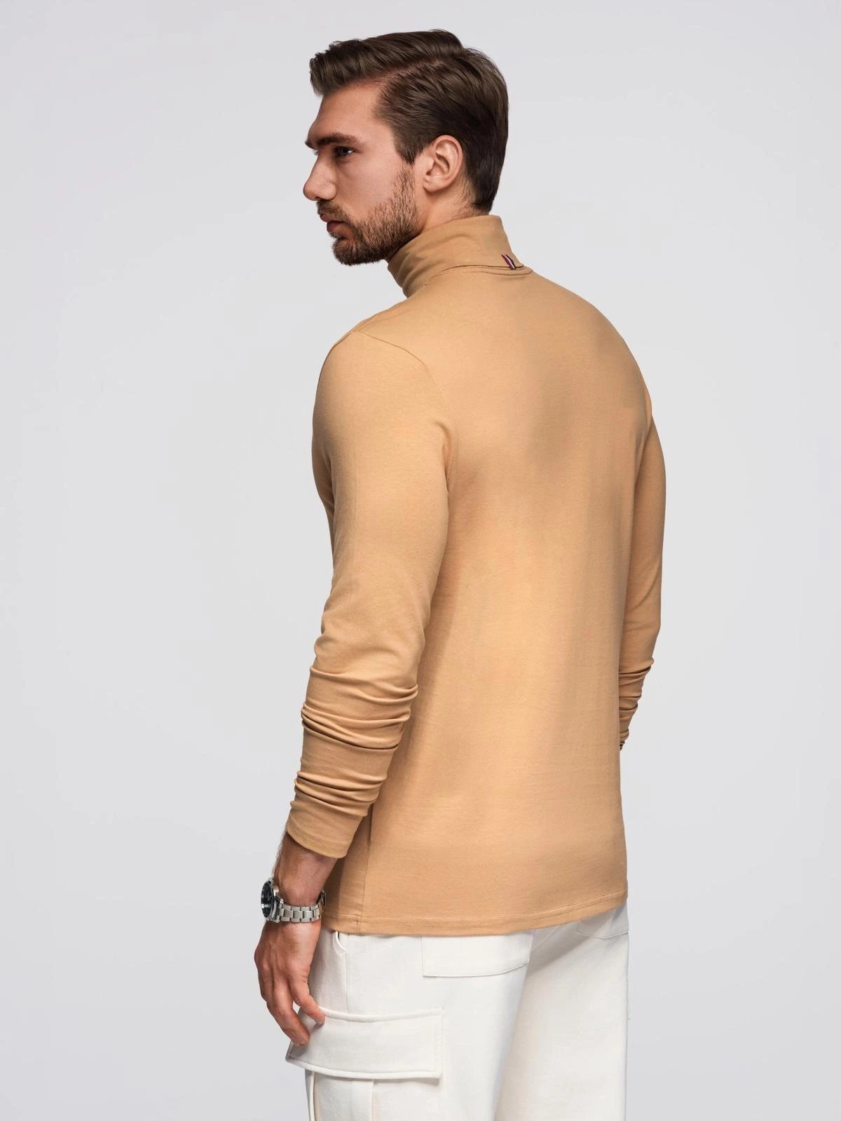 OMBRE Rollkragenpullover Unifarbenes Herren-Longsleeve mit Rollkragen