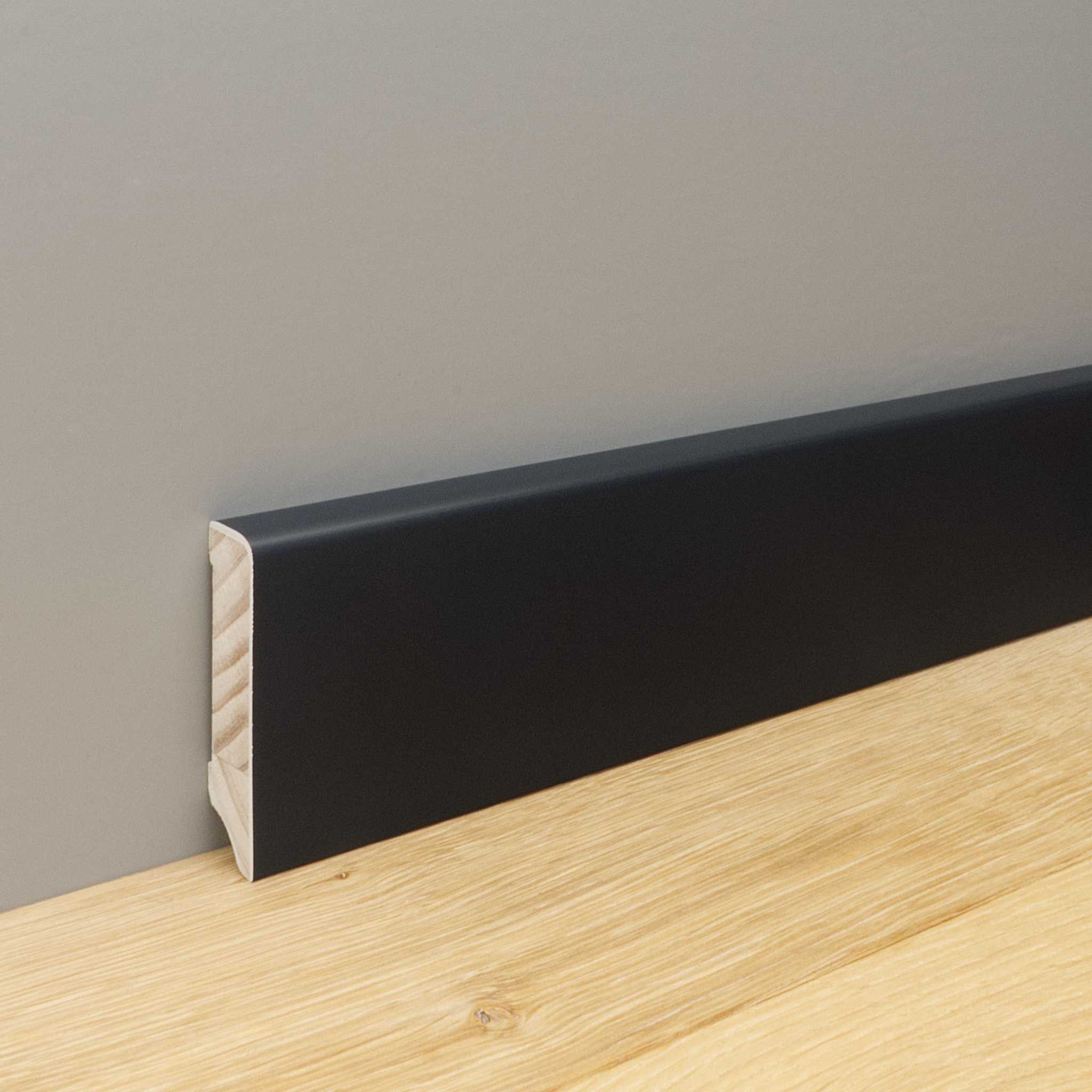 Trevendo Sockelleiste 24 m Sockelleiste Cube massiv anthrazit lackiert 16 x 58 x 2400 mm, L: 240 cm