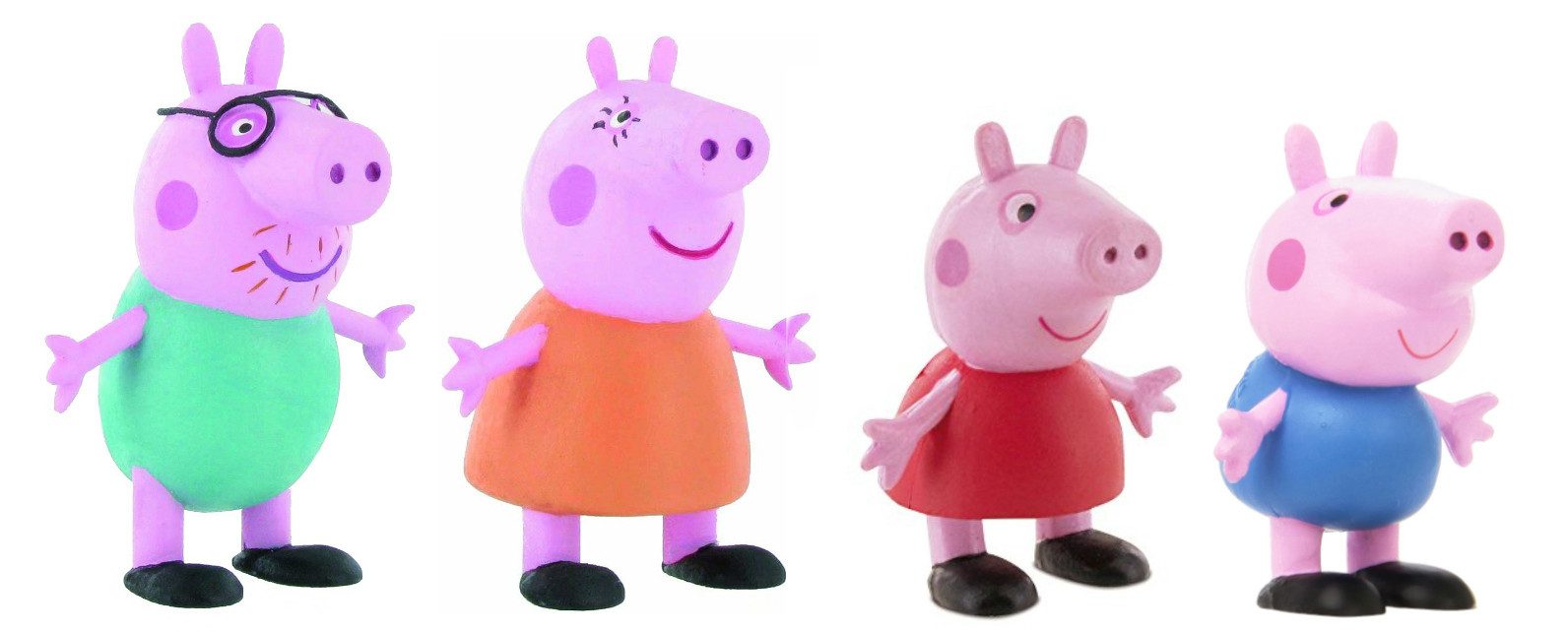 Comansi Actionfigur Peppa Wutz Figuren 6,5cm (4er Set) Papa, Mama, Peppa, George, handbemalt