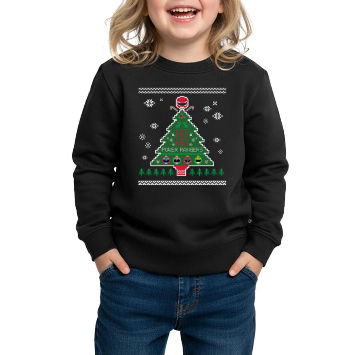 Spreadshirt Sweatshirt Power Rangers Ugly Christmas Weihnachtsbaum Kinder/Teenager Premium Pu (1-tlg)