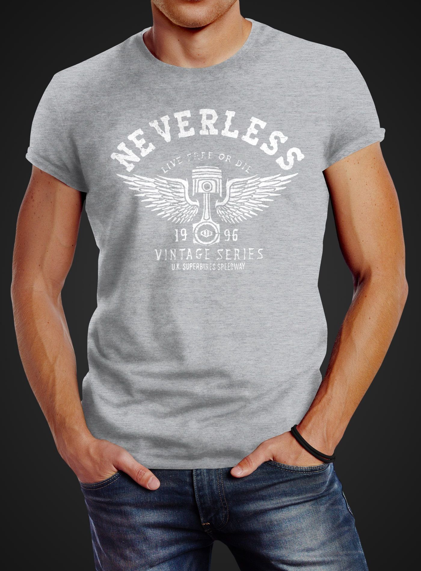 Neverless Print-Shirt Herren T-Shirt Biker Motorrad günstig online kaufen