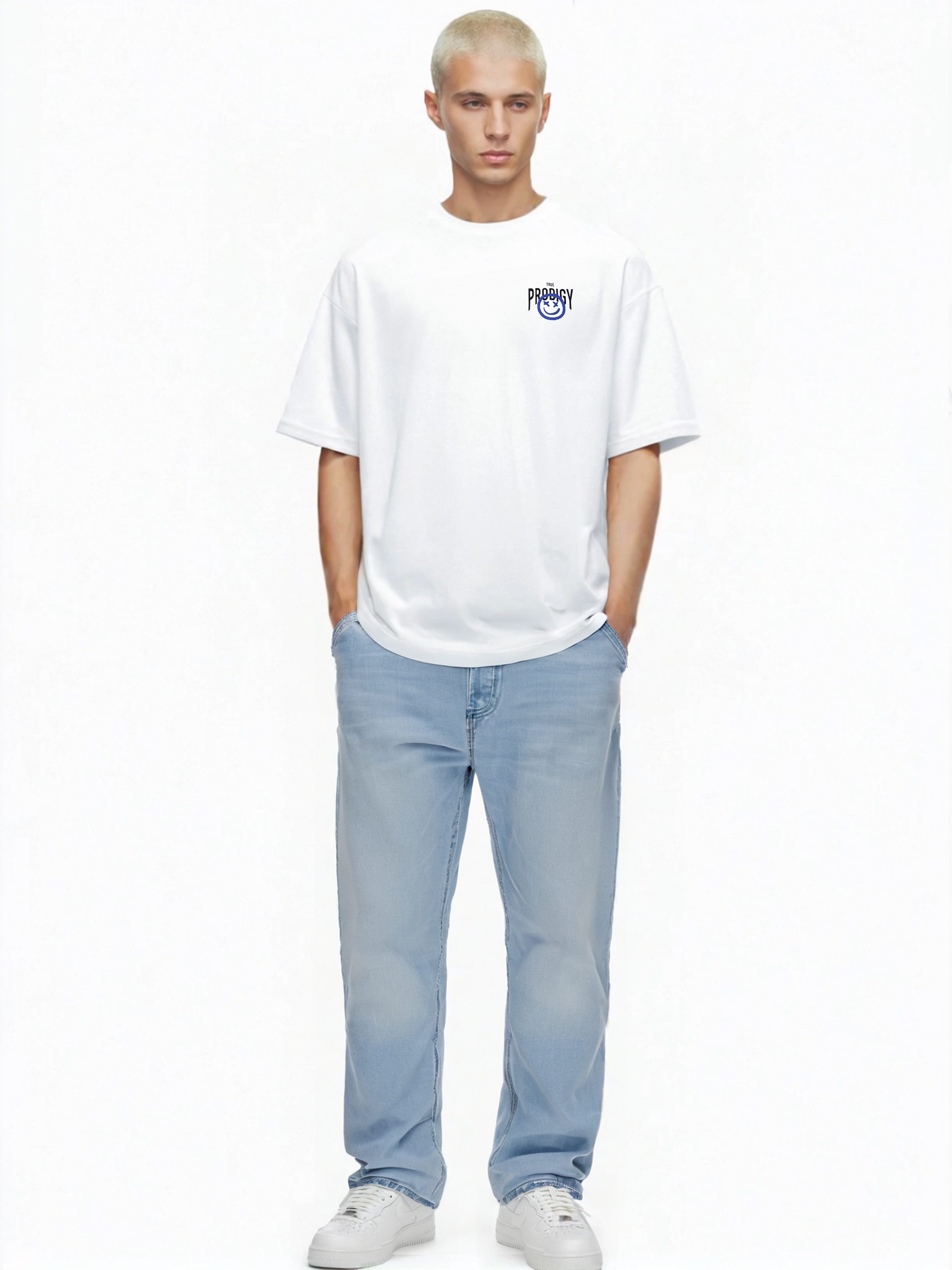 trueprodigy Oversize-Shirt Hajin Logoprint Rundhals dicker Stoff