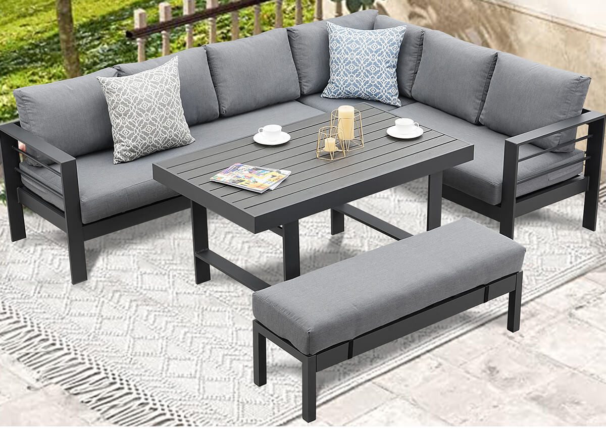Gartenlounge-Set Aluminium Gartenmöbel Set für 6-8 Personen