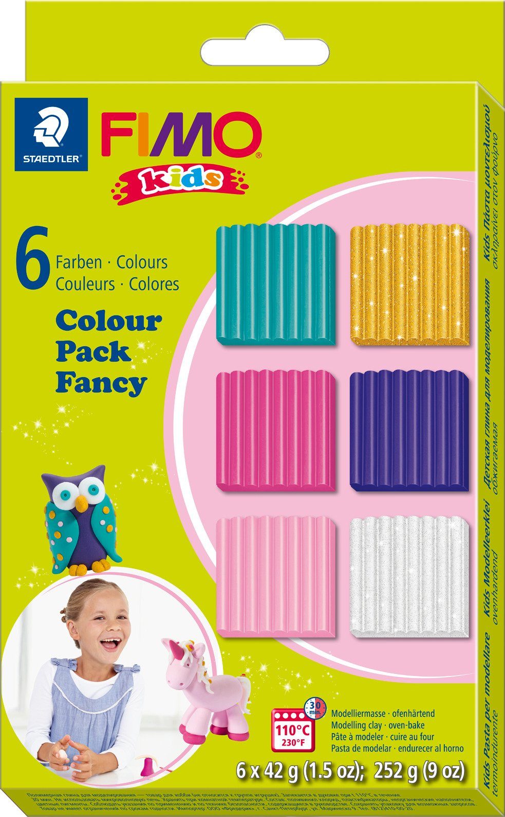 FIMO Modelliermasse kids Materialpackung, 6 Stück