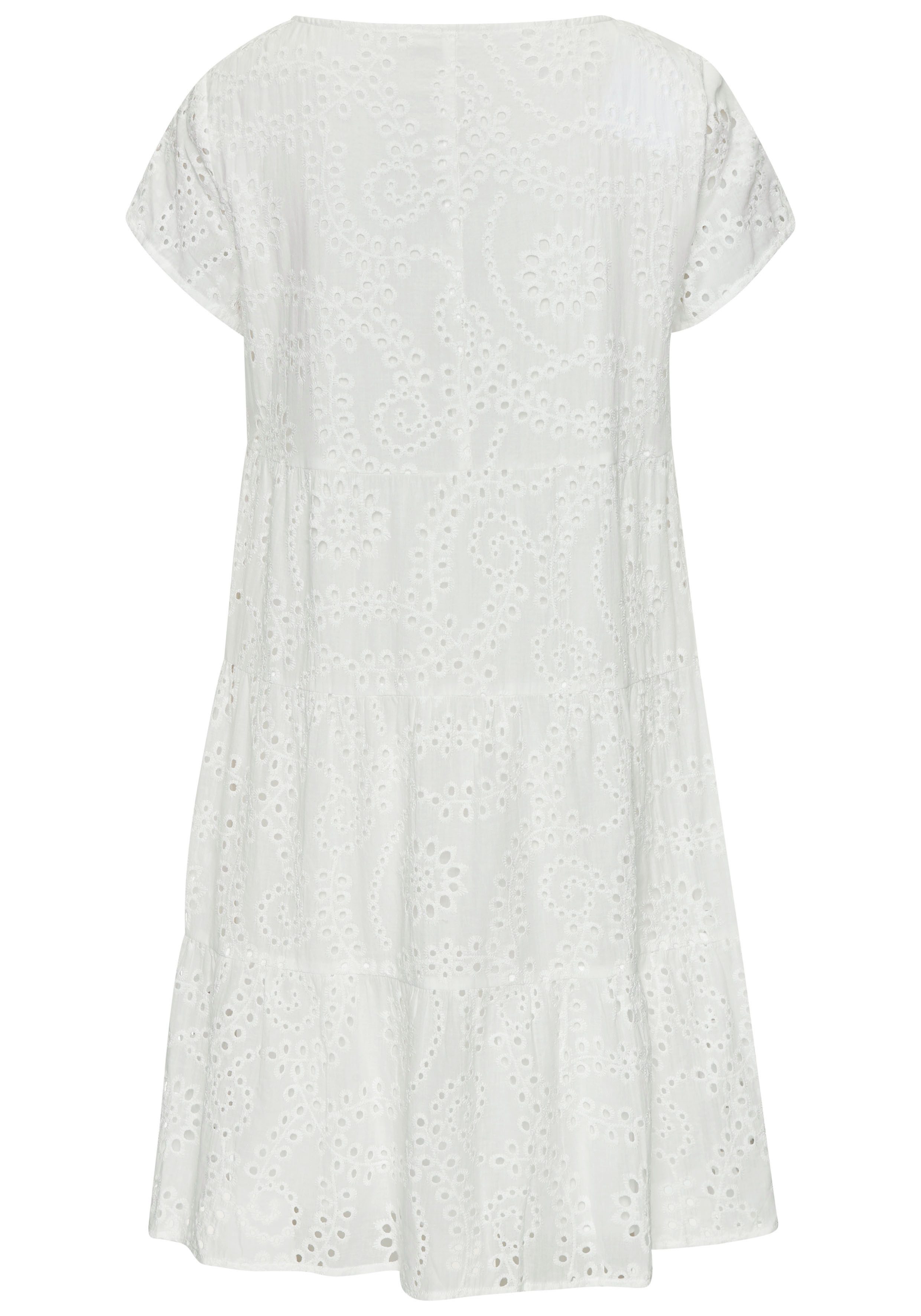 Buffalo Spitzenkleid kurzes Sommerkleid aus Lochstickerei
