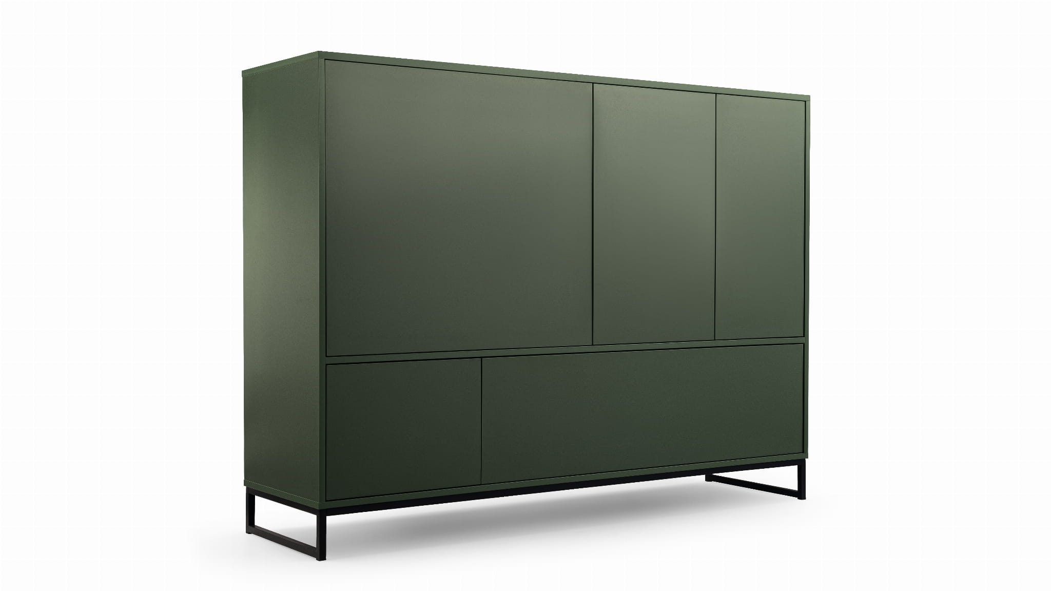 thematys Kommode Genua Kommode für Schlafzimmer und Wohnzimmer mit 5 Türen, (Highboard aus 16mm Laminat, in Grün oder Beige, matt, Push-to-Open-System, Metallfüße), grifflose Front modernes Design minimalistischer Stil viel Stauraum