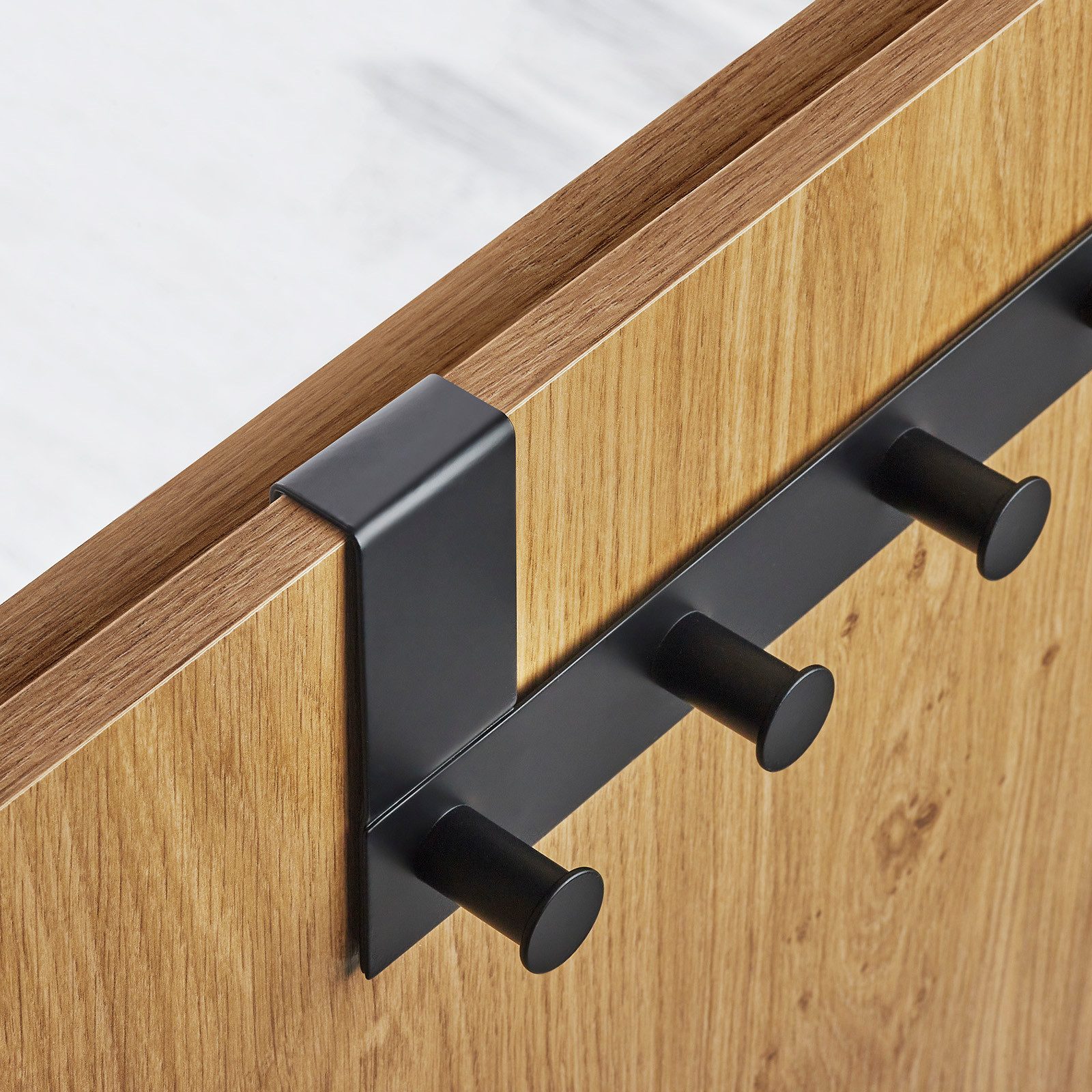 SO-TECH® Türgarderobe Garderobenleiste LINEA 380 x 110 mm, mit 6 Haken Türhaken, (1-St), Edelstahl schwarz matt, für Türen mit Falz max. 16 mm – Bild 4 von 5