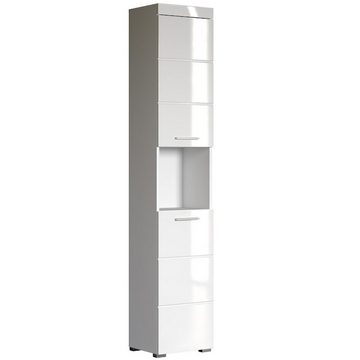 trendteam Hochschrank Amanda Badhochschrank Standschrank Badezimmerschrank Weiß 37x190x31cm