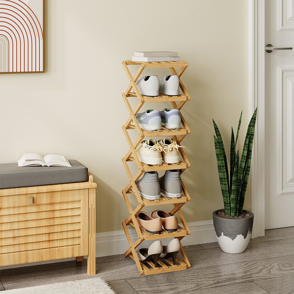 Vicco Schuhregal Ziggy, Bambus, 26 x 100.5 cm mit 7 Fächern günstig online kaufen