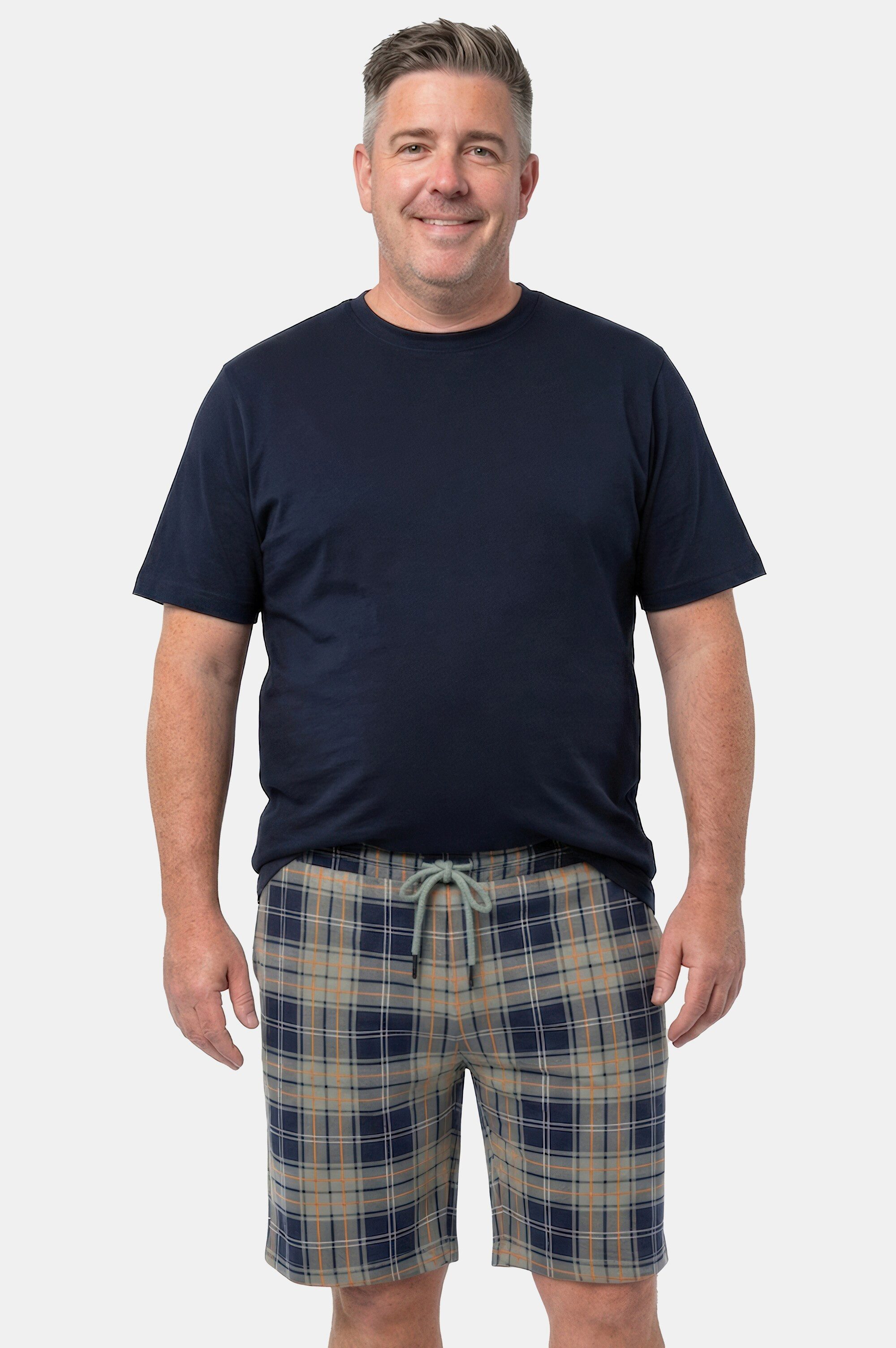 Men Plus Schlafanzug Men+ Schlafanzug kurze Form Karo-Hose bis 8 XL günstig online kaufen