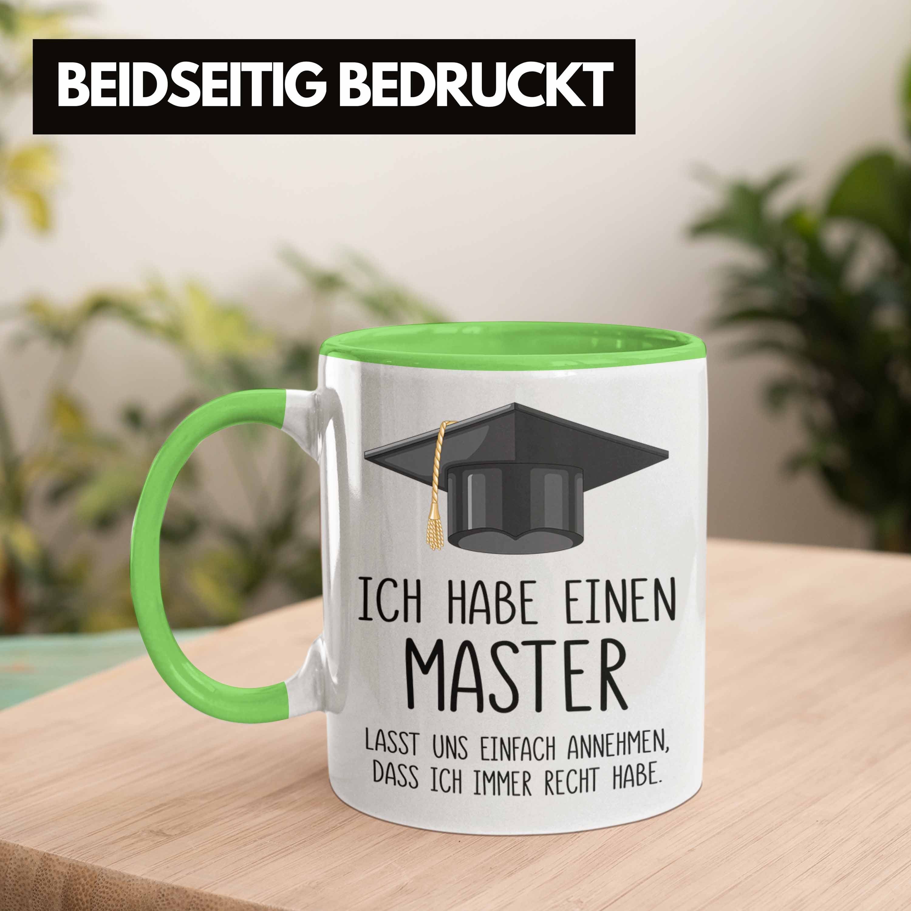 Spruch Geschenk Master Prüfung Tasse Bestandene Grün - Graduation Bestanden Geschenkidee Master Abschluss Trendation Trendation Tasse