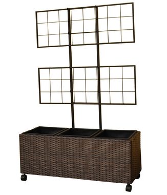 Dehner Blumentopf Lili ca. 85 x 130 x 30 cm inkl Rollen/3 Pflanzeinsätzen, Pflanzkasten frostbeständig / UV-beständig / wetterfest