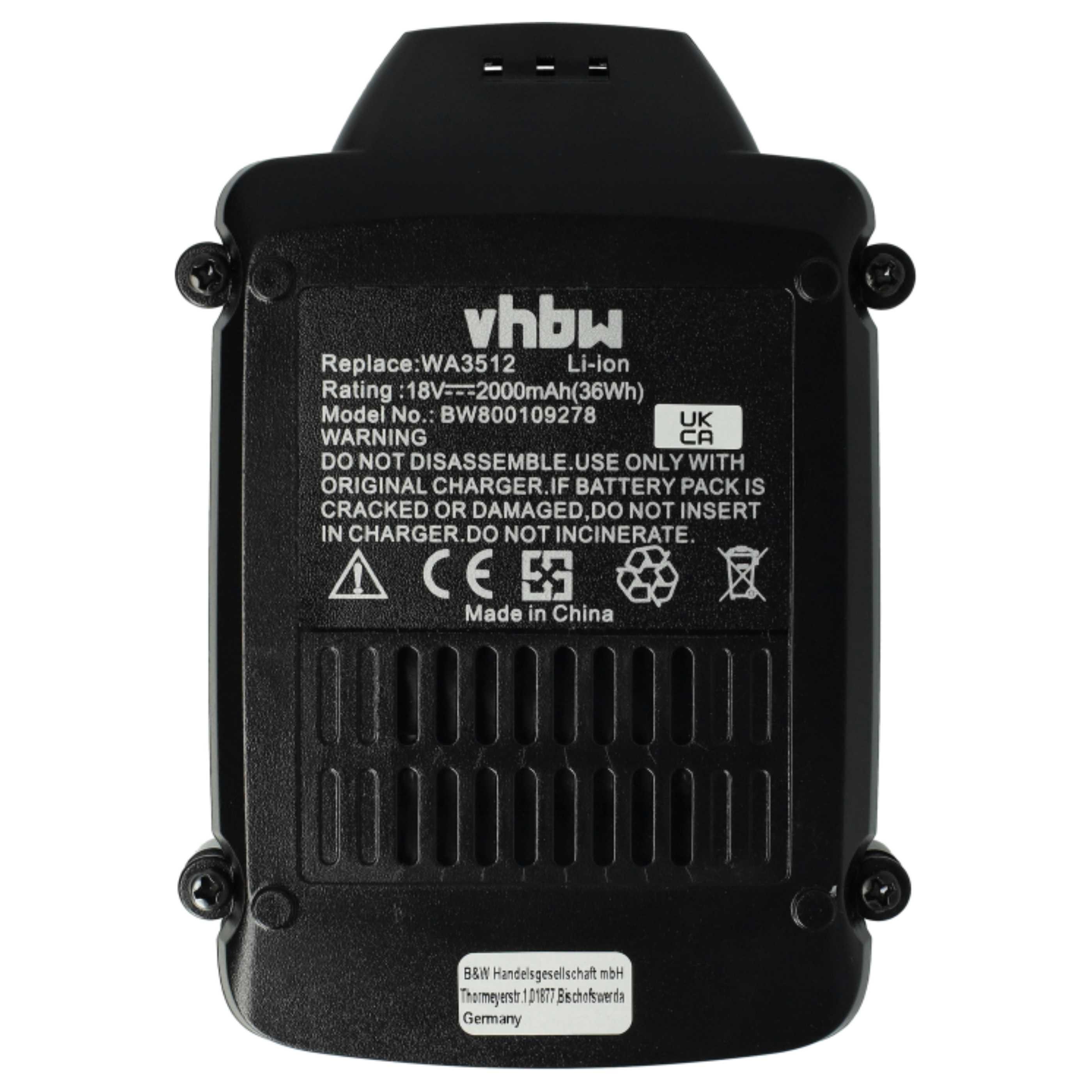 vhbw Akku passend für AL-KO GTLi, GTLi 18V Comfort Elektrowerkzeug (2 Ah, Akku Akku Li-Ion 2000 mAh (18 V, 2 St), Leistungsfähige Austausch-Akkus für Werkzeug Powertools wie