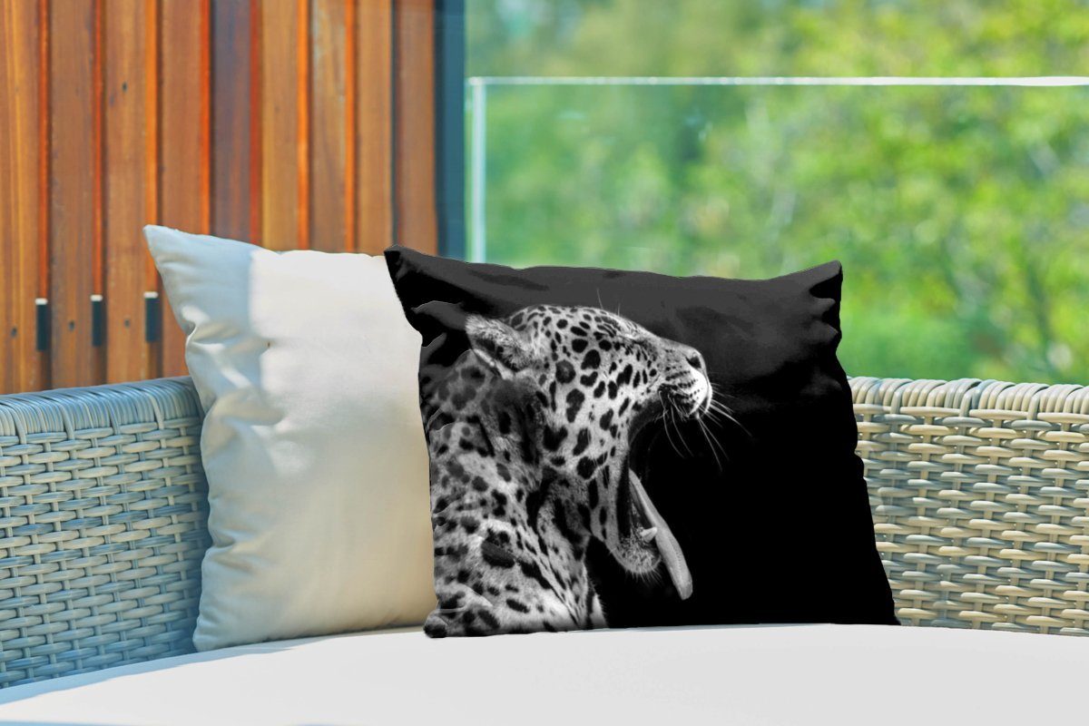 MuchoWow Dekokissen Jaguar Kissenhülle - Weiß, Dekokissenbezug, Tier Schwarz - Polyester, - Outdoor-Dekorationskissen