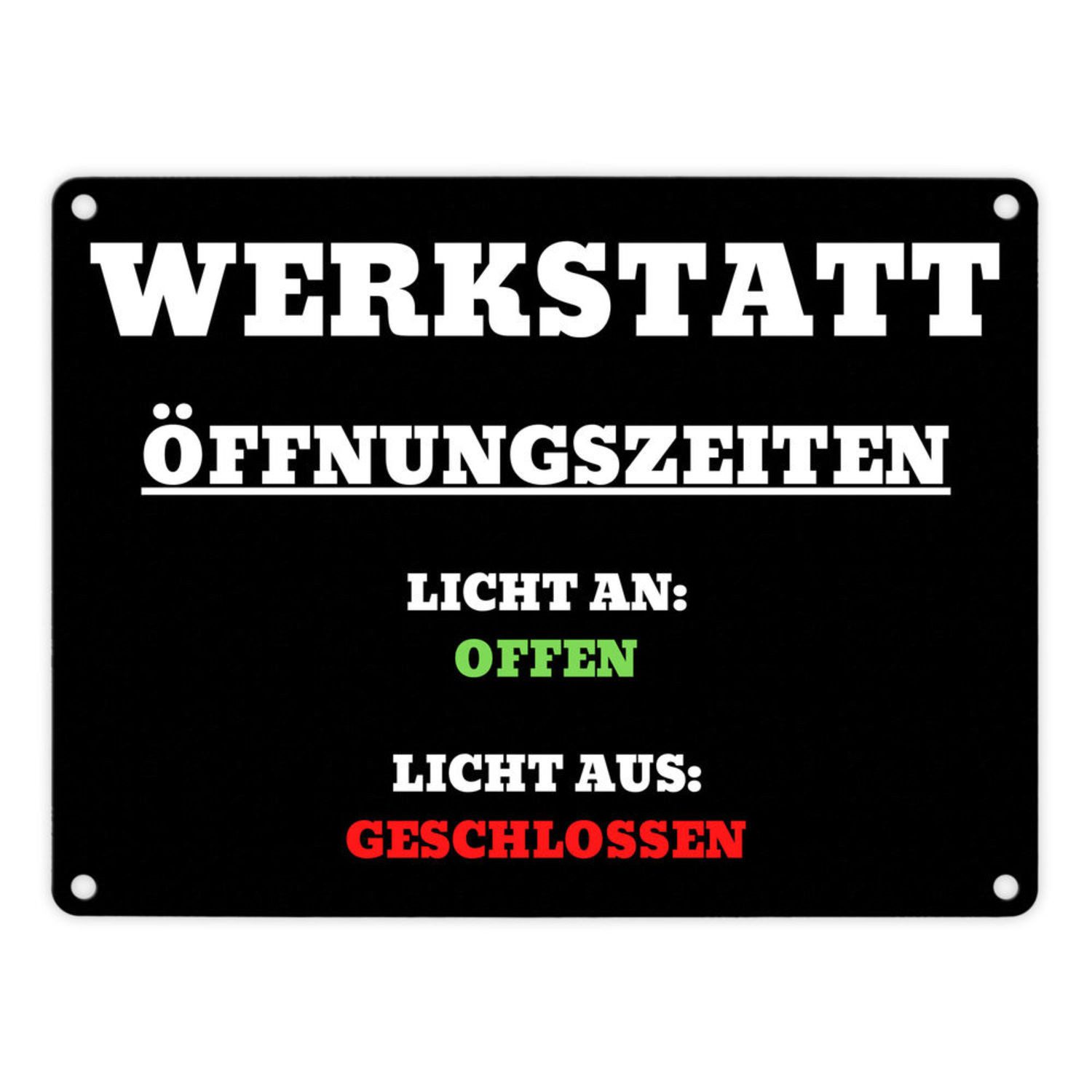 Metallschild Werkstatt Öffnungszeiten Metallschild in 15x20 cm