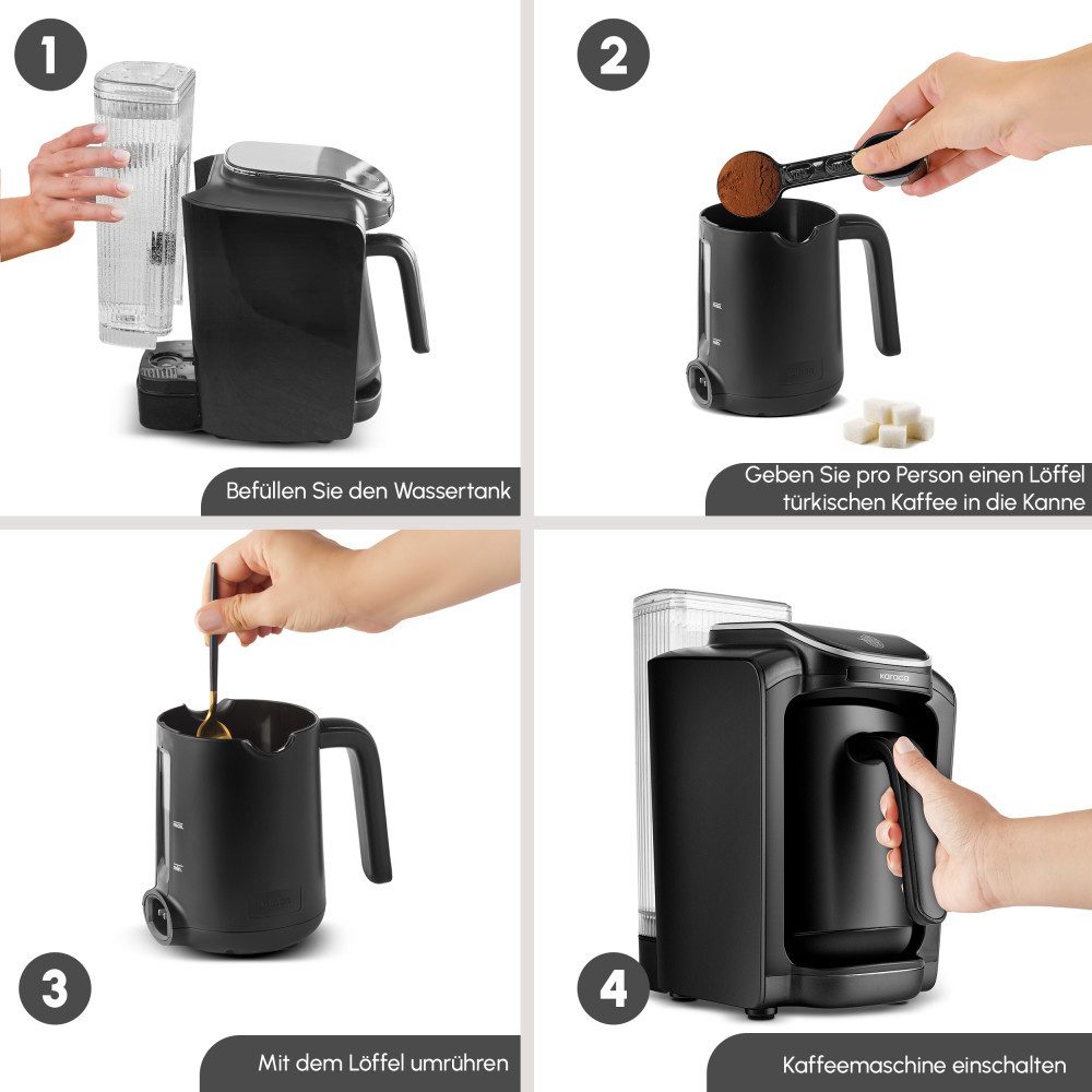 Karaca Espressomaschine Aqua Wassertank Automatische Türkische Kaffeemaschine Kaffeebereiter Kaffeemaker, Kaffeekanne Kaffeevollautomat 735 W Abschaltautomatik Kaffeebereiter