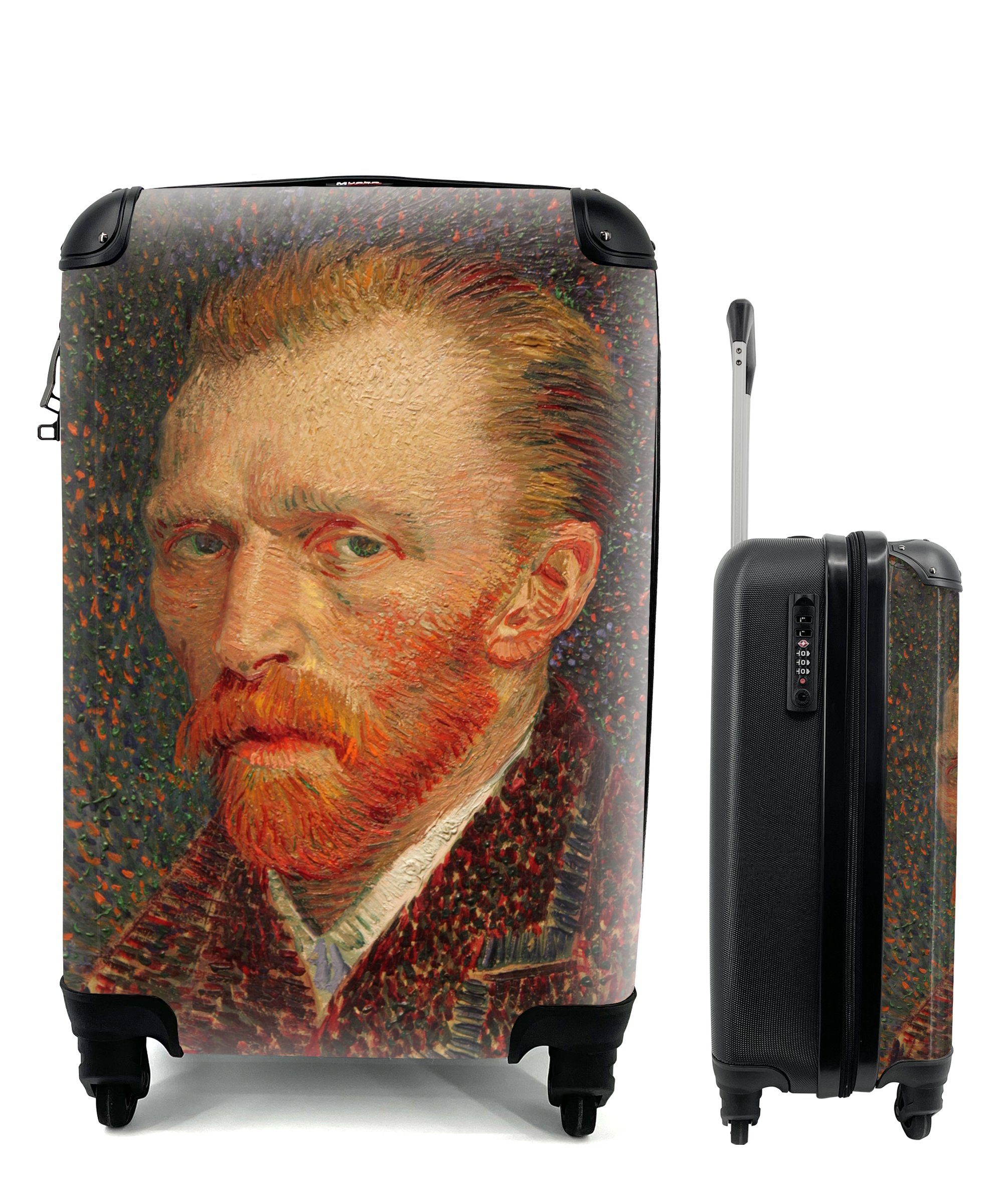 MuchoWow Handgepäckkoffer Selbstporträt - Vincent van Gogh, 4 Rollen, Reisetasche mit rollen, Handgepäck für Ferien, Trolley, Reisekoffer