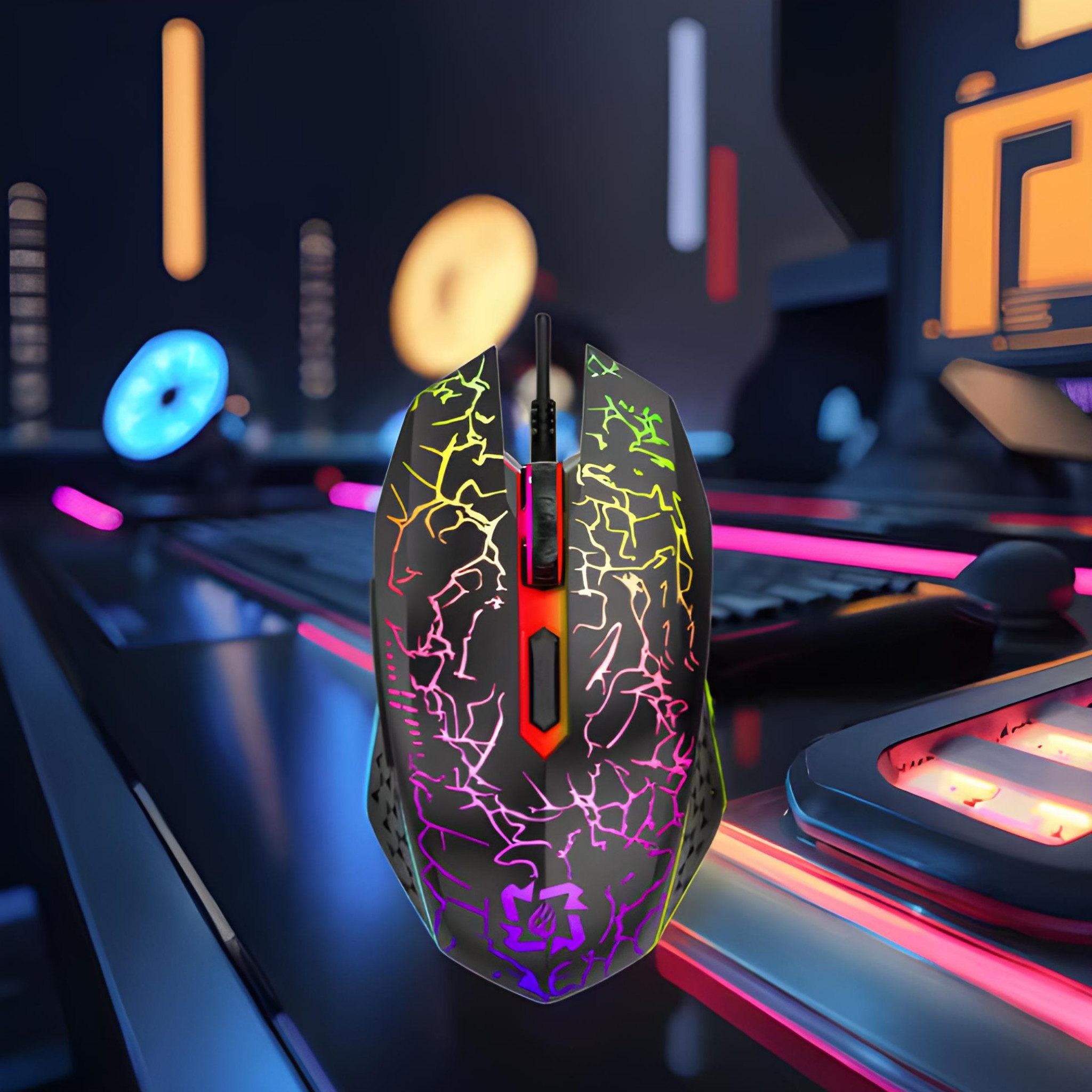 HS.SUPPLY RGB Gaming Maus wireless, Leise & aufladbar Gaming-Maus (Bluetooth, Funk, Einstellbare DPI-Auflösung, RGB Beleuchtung, 6 Tasten)