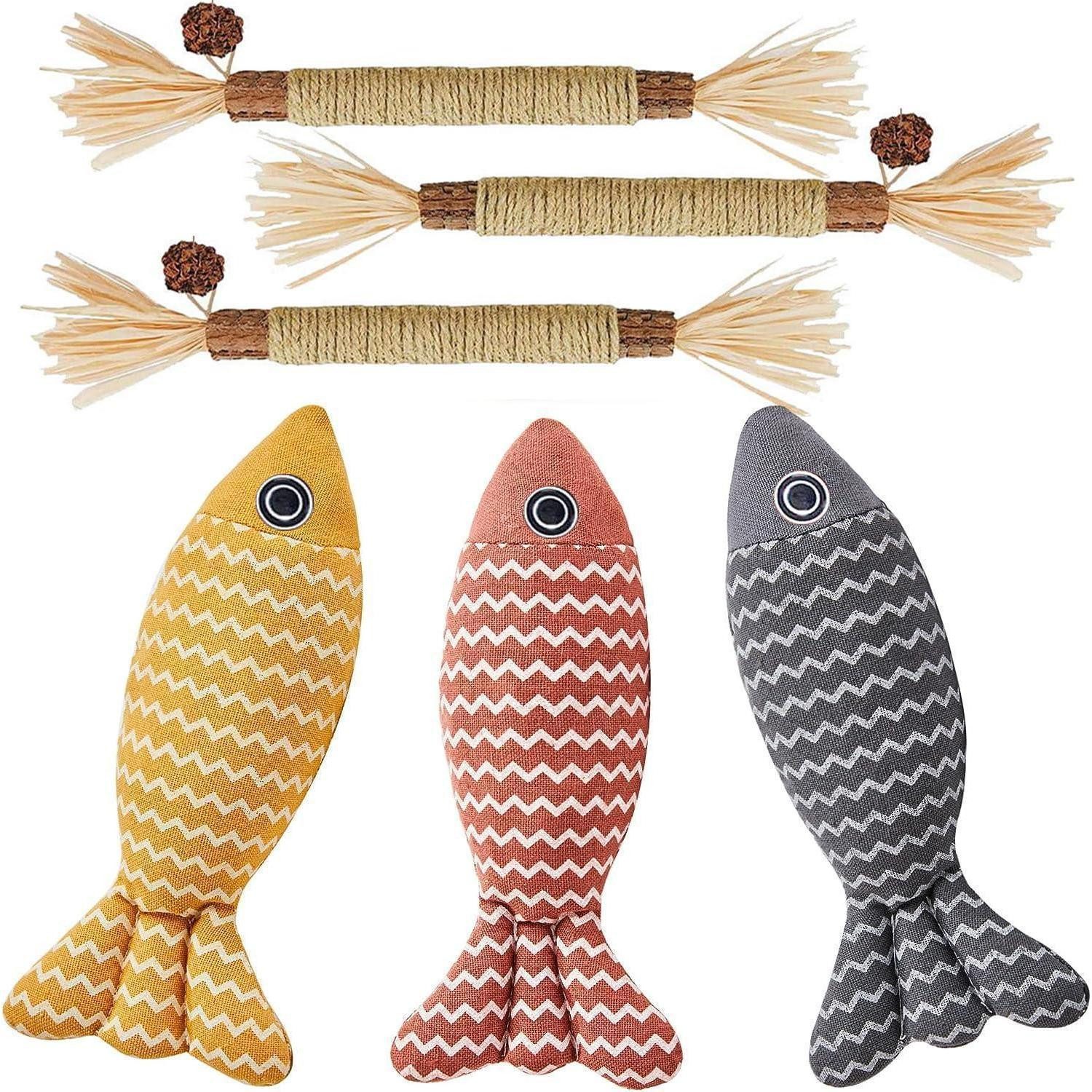 LuxusKollektion Tier-Beschäftigungsspielzeug Katzenminze Spielzeug Fisch Set 6tlg, Textil