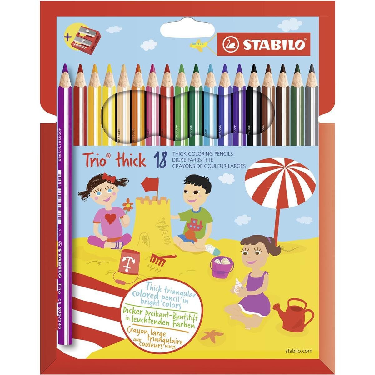 Buntstift STABILO Trio Buntstift dick - 18er Kartonetui mit Spitzer