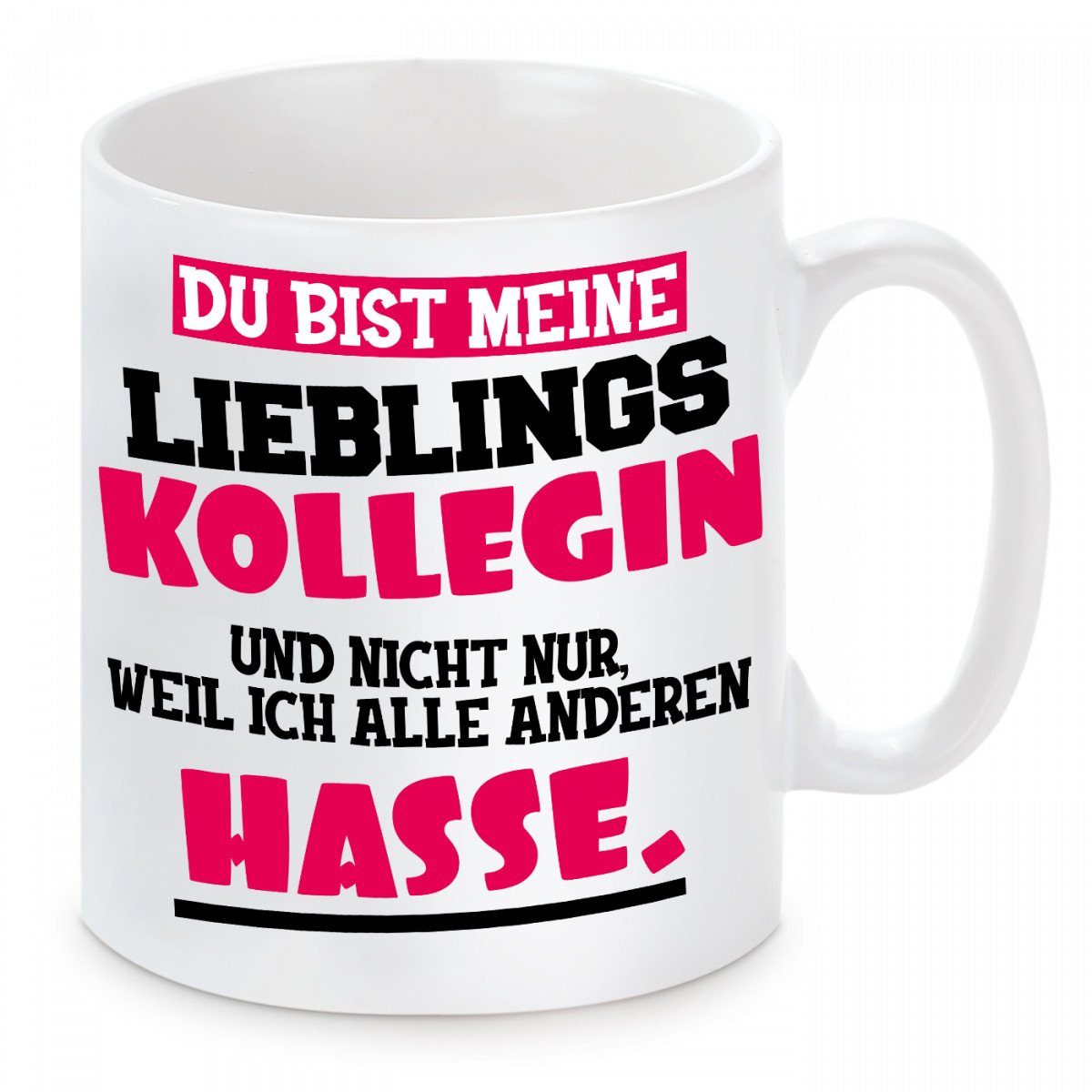 Herzbotschaft Tasse Kaffeebecher mit Motiv Du bist meine Lieblingskollegin, Keramik, Kaffeetasse spülmaschinenfest und mikrowellengeeignet