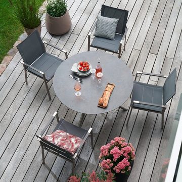 Outdoor Gartenstuhl ALINA, 2-teiliges Gartenstuhl Set, Anthrazit, (2 St), Edelstahlrahmen, Textilen, stapelbar