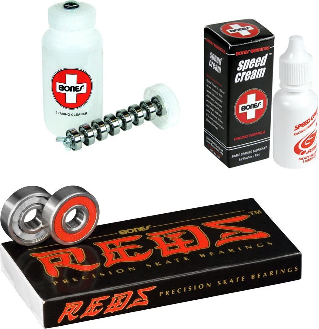 Bones Skateboard Bones Reds Kugellager (8er Pack) Reiniger Dose + Speed Cream (Bundle)