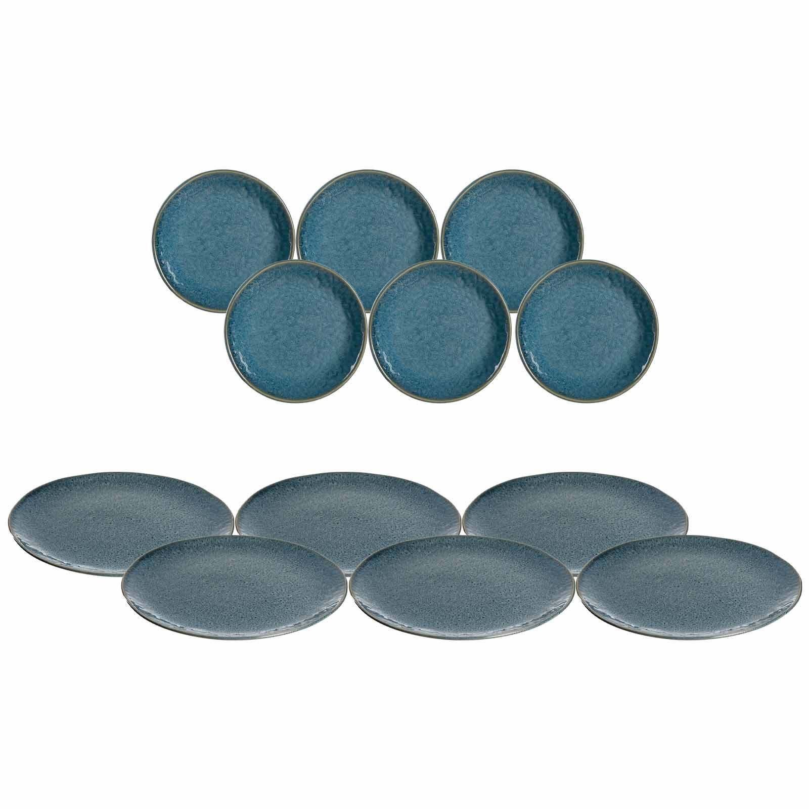 LEONARDO Kombiservice Matera Tellerset 12er Set (12-tlg), Keramik blau | Kombiservice