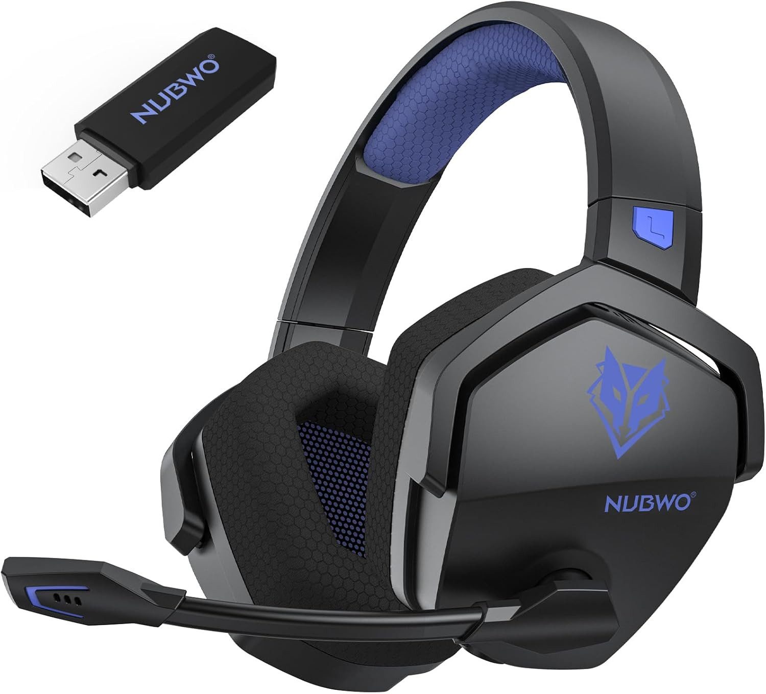 NUBWO mit Mikrofon für PS5 PS4 PC 100h Akku Gaming-Headset (Kompatibel mit PS5 PS4 PC Laptop und Smartphone für vielseitige Nutzung auf verschiedenen Plattformen ohne Einschränkungen, 2,4 GHz + BT Gaming Kopfhörer mit 50mm Treiber & langer Laufzeit)